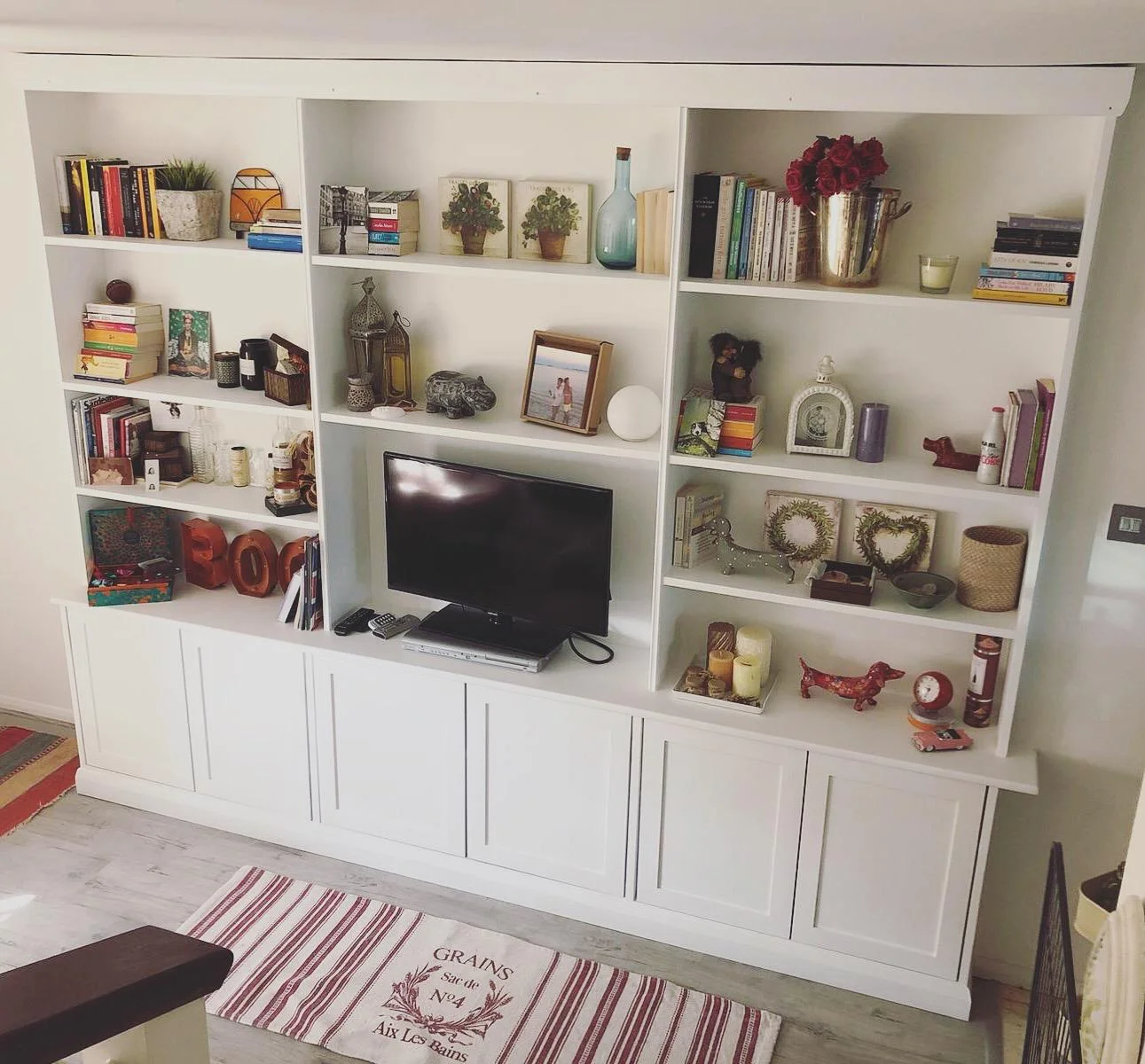 Made to measure media unit with built in lighting.