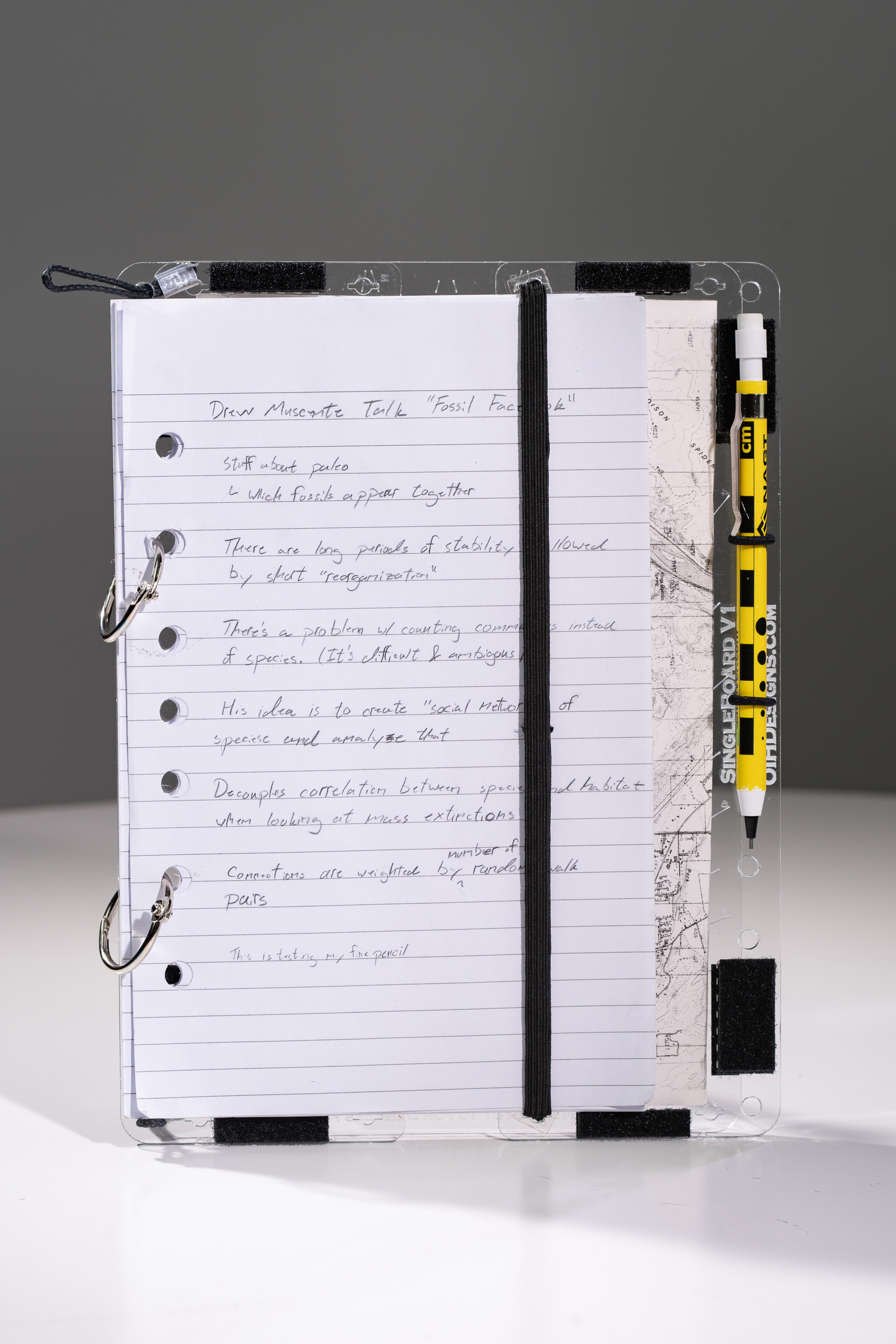The SingleBoard has holes in the correct places to hold 7-hole binder paper. Add your own paper with binder loops.