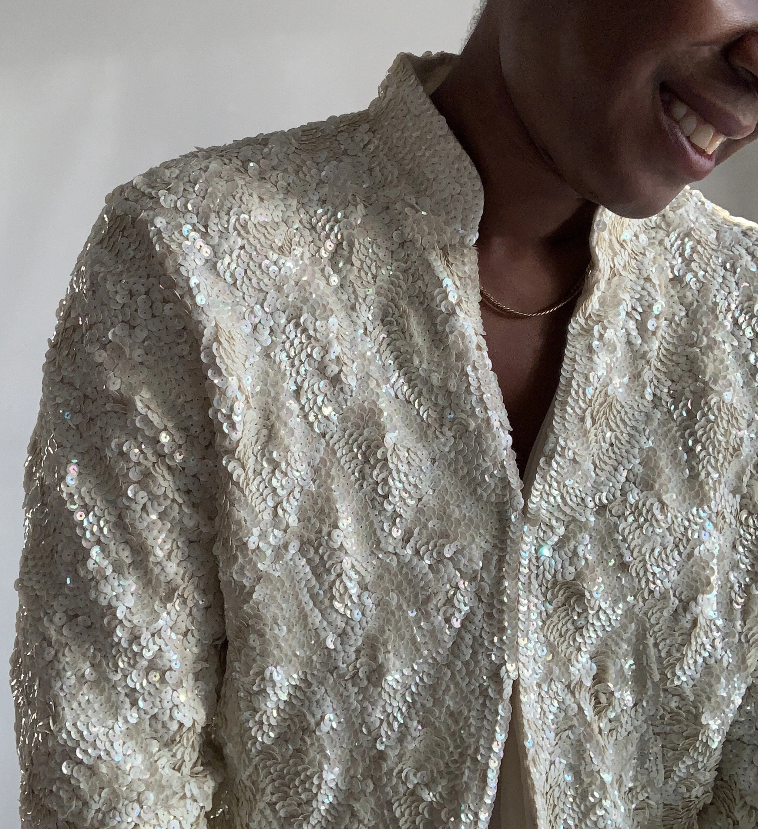 cream sequin jacket