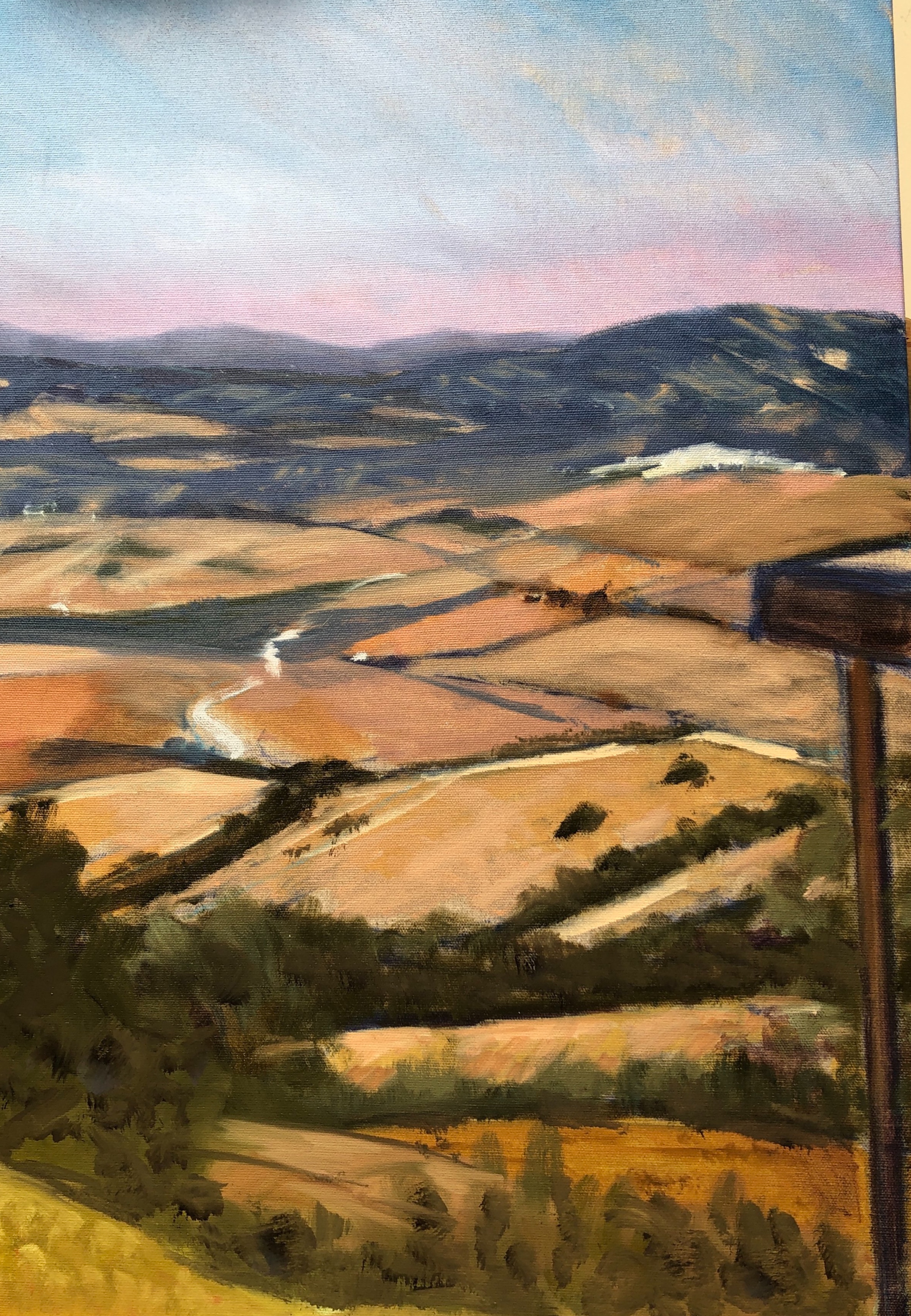 View from the pool Almuña oil on canvas 50x70cm
