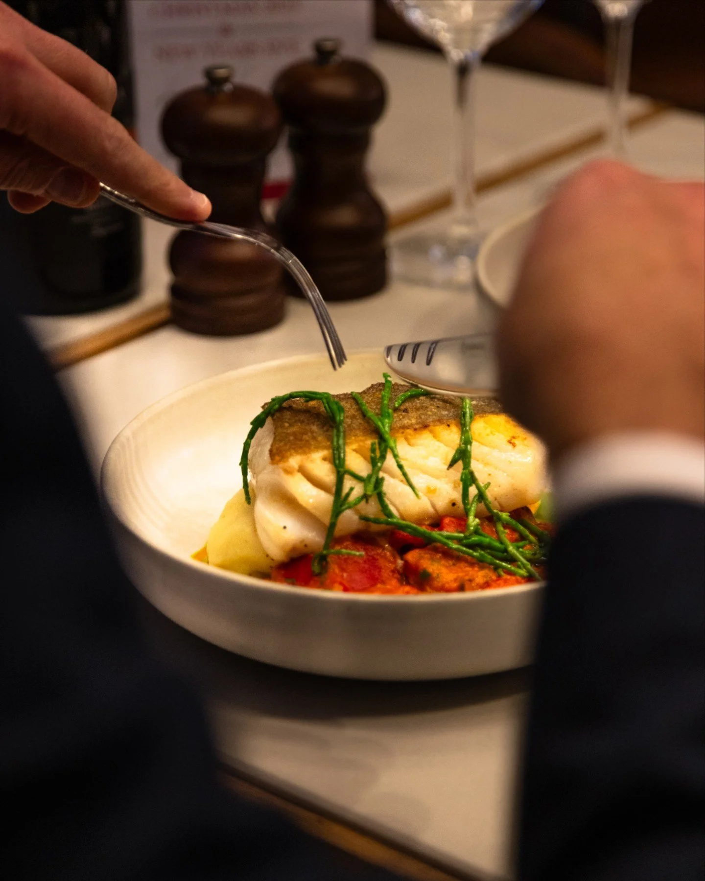 Crispy skin, flaky middle, and a proper winter warmer.

Our pan roasted cod is the kind of January comfort you didn&rsquo;t know you needed.

Light, fresh and full of flavour.
.
📞01270 390045 for reservations
#italianuk #italianpizza #sandbach #alde