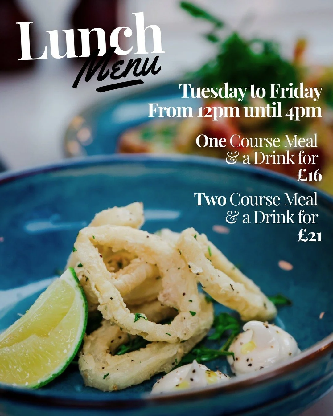 Time to ditch the meal deals as our new Lunch Menu is now here!

Tuesdays to Fridays from 12 - 4pm come and grab a one or two course meal and treat yourself to something special!

#lunchmenu #newmenu #sandbach #raffaele