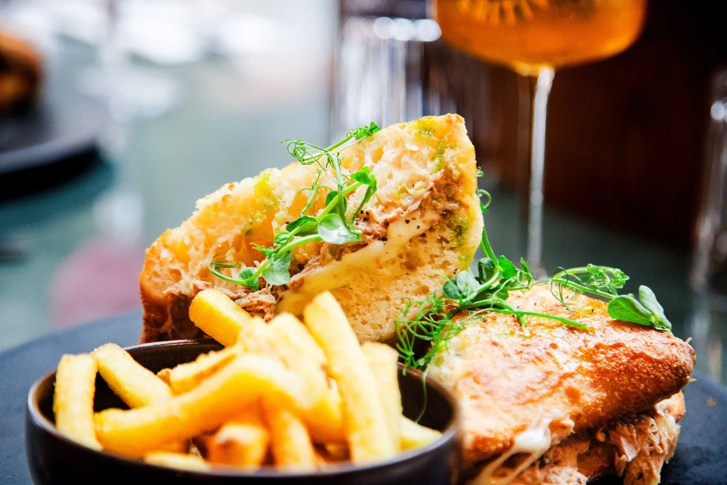 Not your average lunch break.

Tuna melt focaccia, golden and crisp on the outside, soft and packed with flavour inside&hellip; the kind of thing that makes heading back to work slightly harder.

Message us to book your table.

.
📞01270 390045 for r