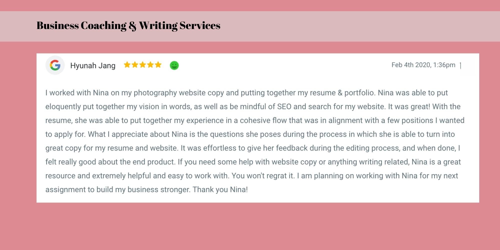 Hyunah - Business Coaching and Writing Services