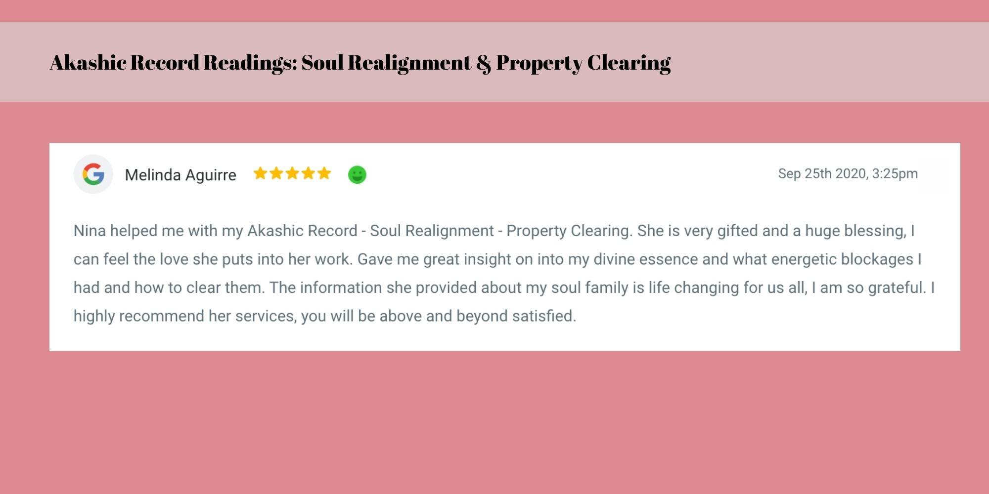 Melinda - Akashic Record Readings Soul Realignment & Property clearing