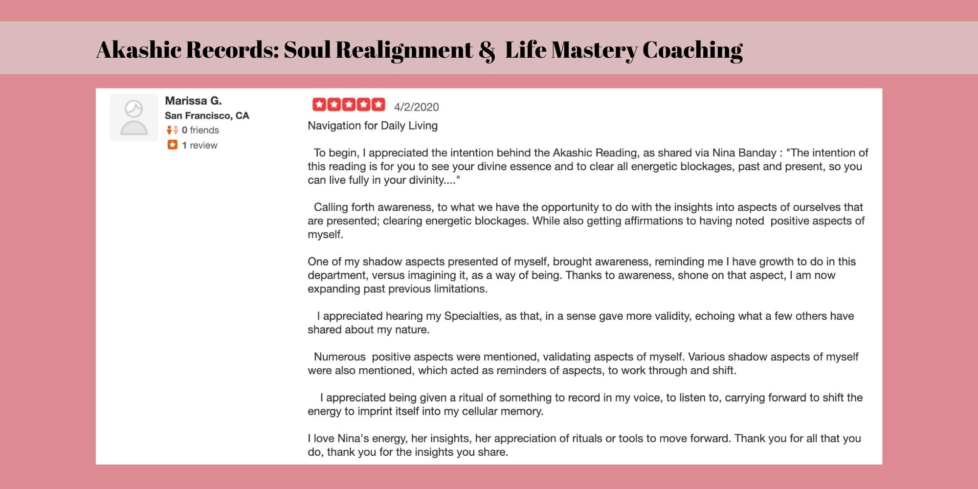 Marissa - Akashic Records: Soul Realignment and  Life Mastery Coaching