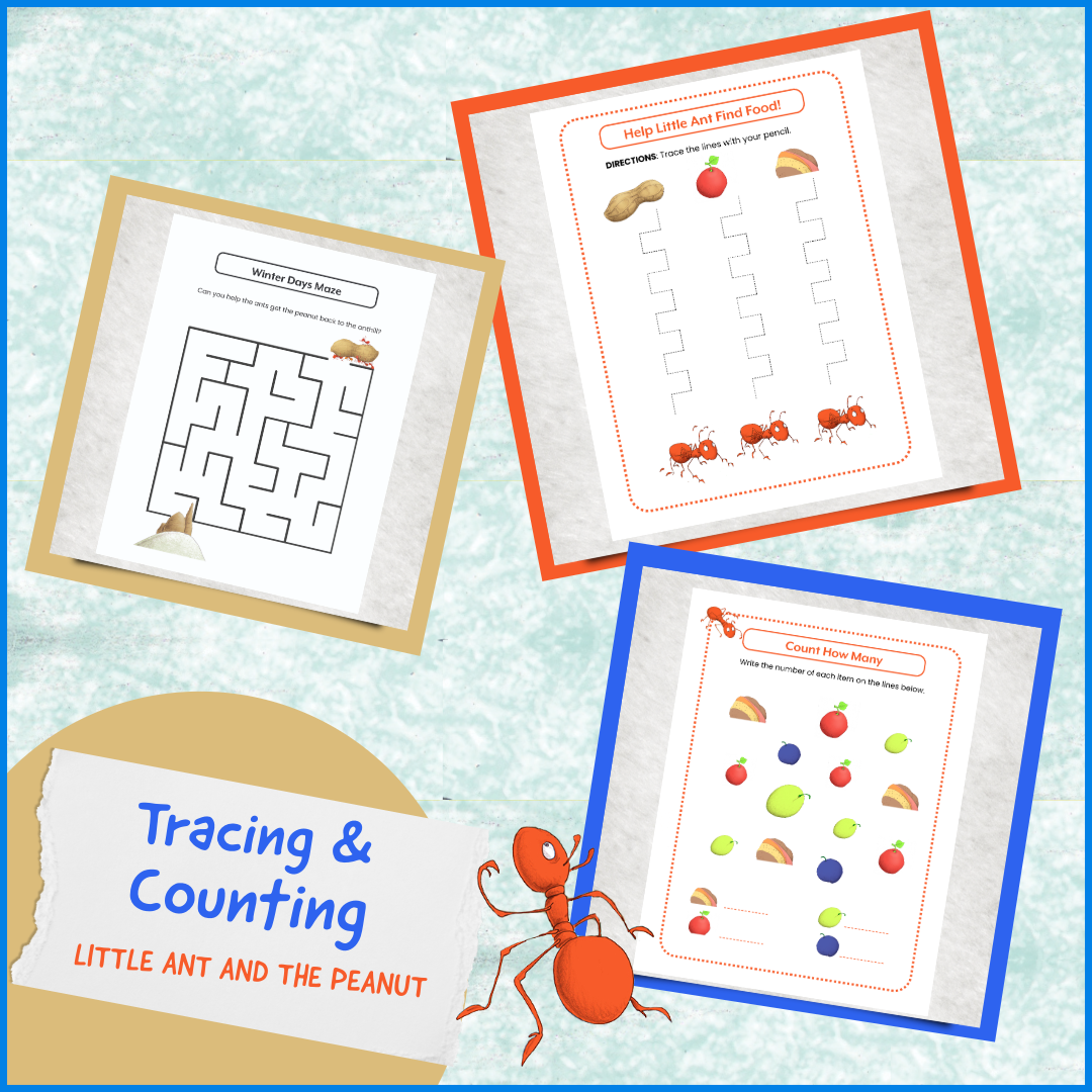 Little Ant and the Peanut Tracing and Counting Activities — Shelf Space ...