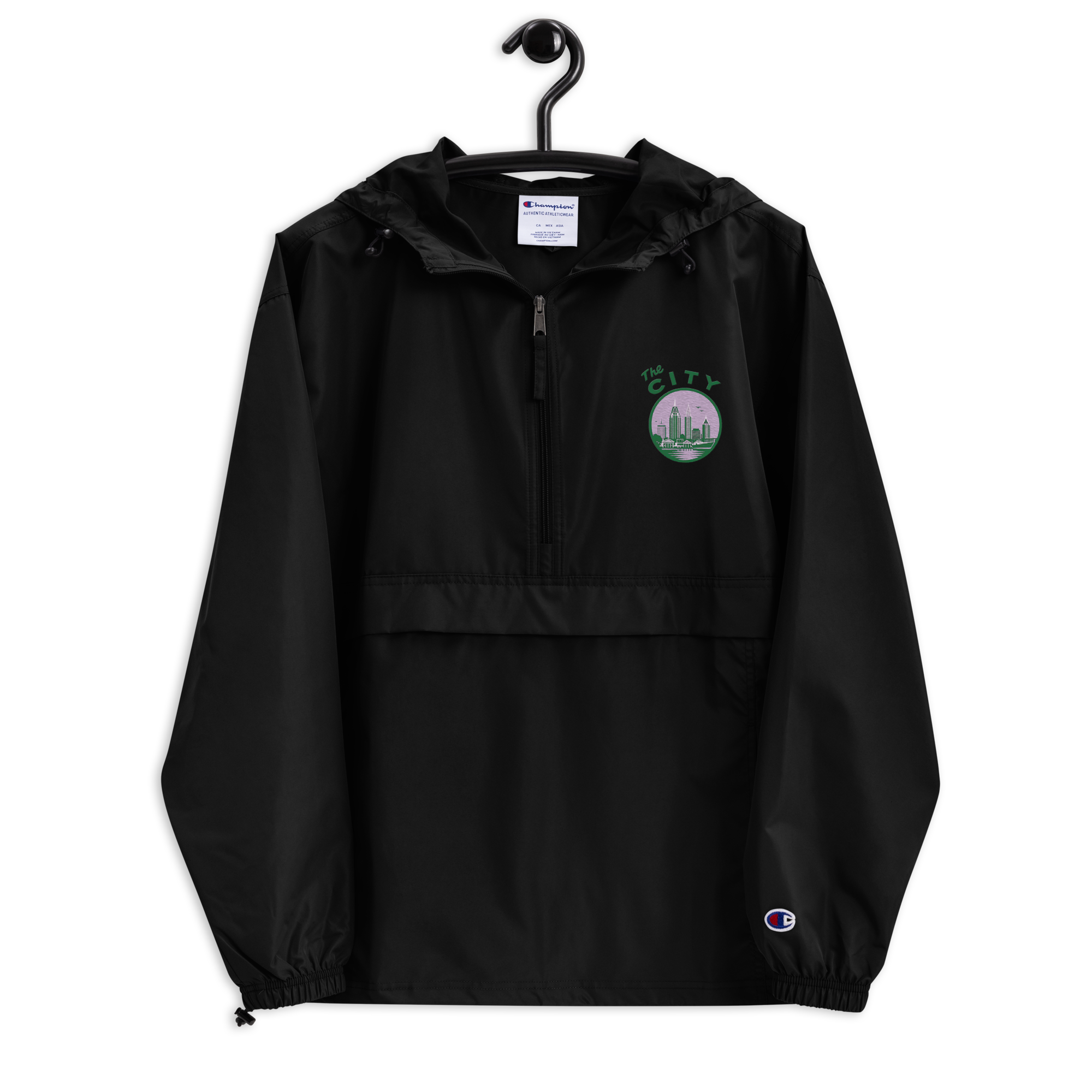 unisex-champion-packable-anorak-black-front-6a24a59b38335.png