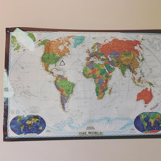 I don&rsquo;t know about you but the first thing we do when we get a world map is outline that Bermuda Triangle #map #bermudatriangle #writers #writersofinstagram