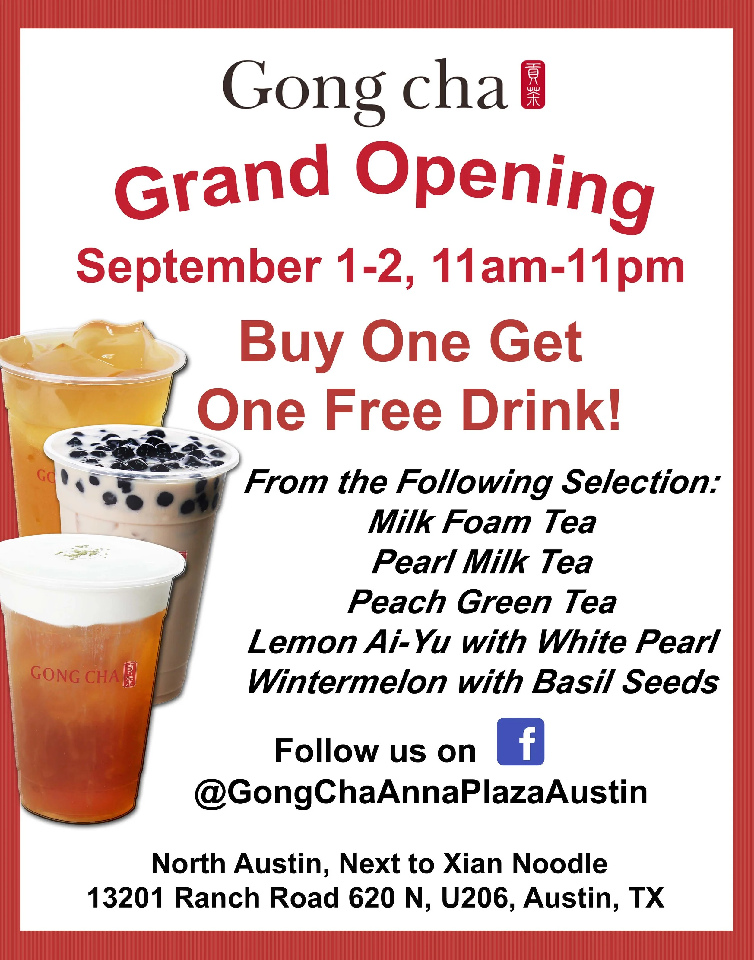好消息！贡茶在北边也开分店啦！！！9月1日-2日，Grand Opening！不要错过！