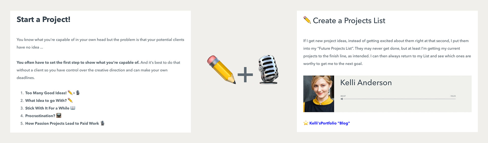 The Icons indicate the type of content you can find