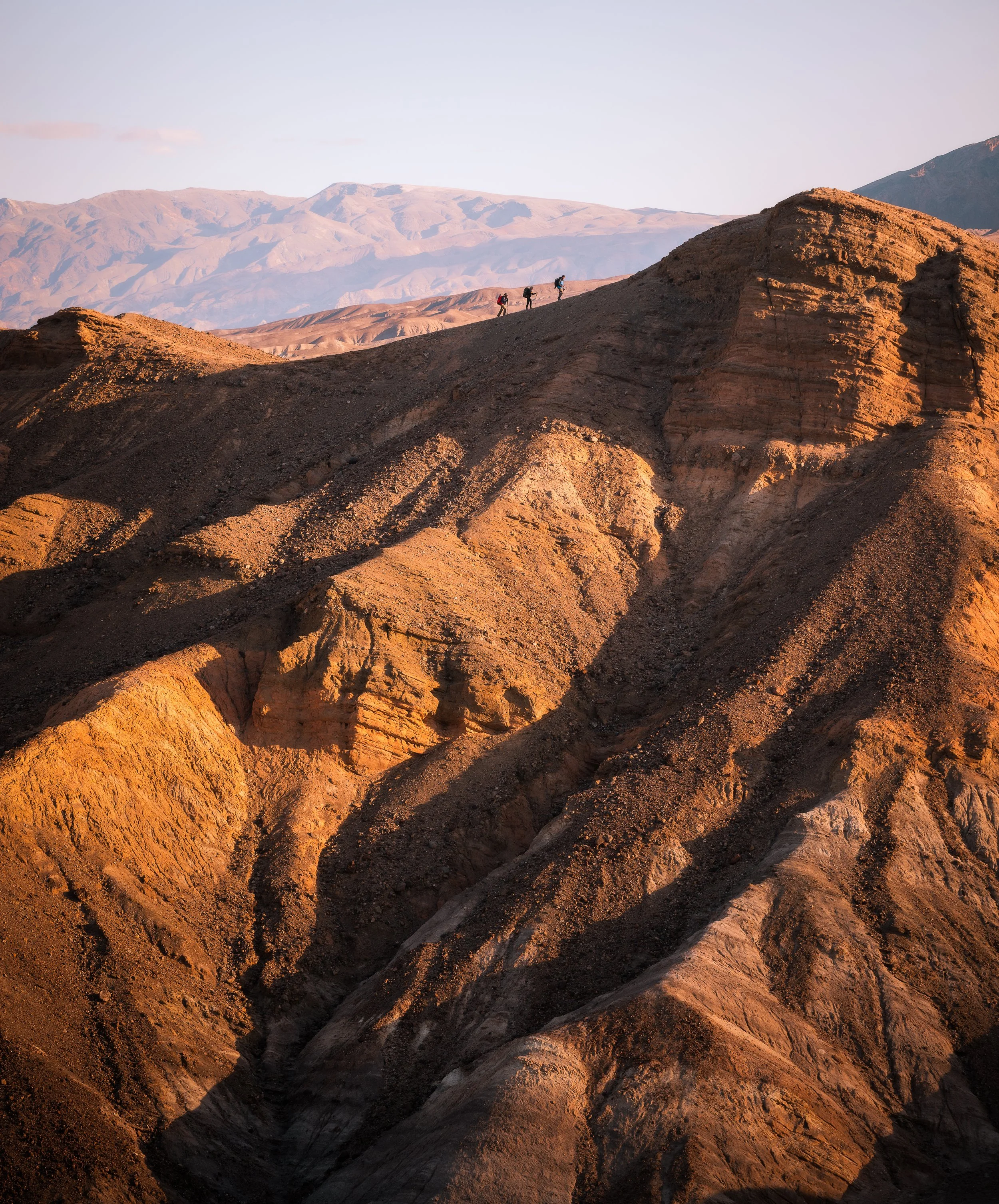   A group of hikers spotted from Death Valley’s Zabriskie Point  
