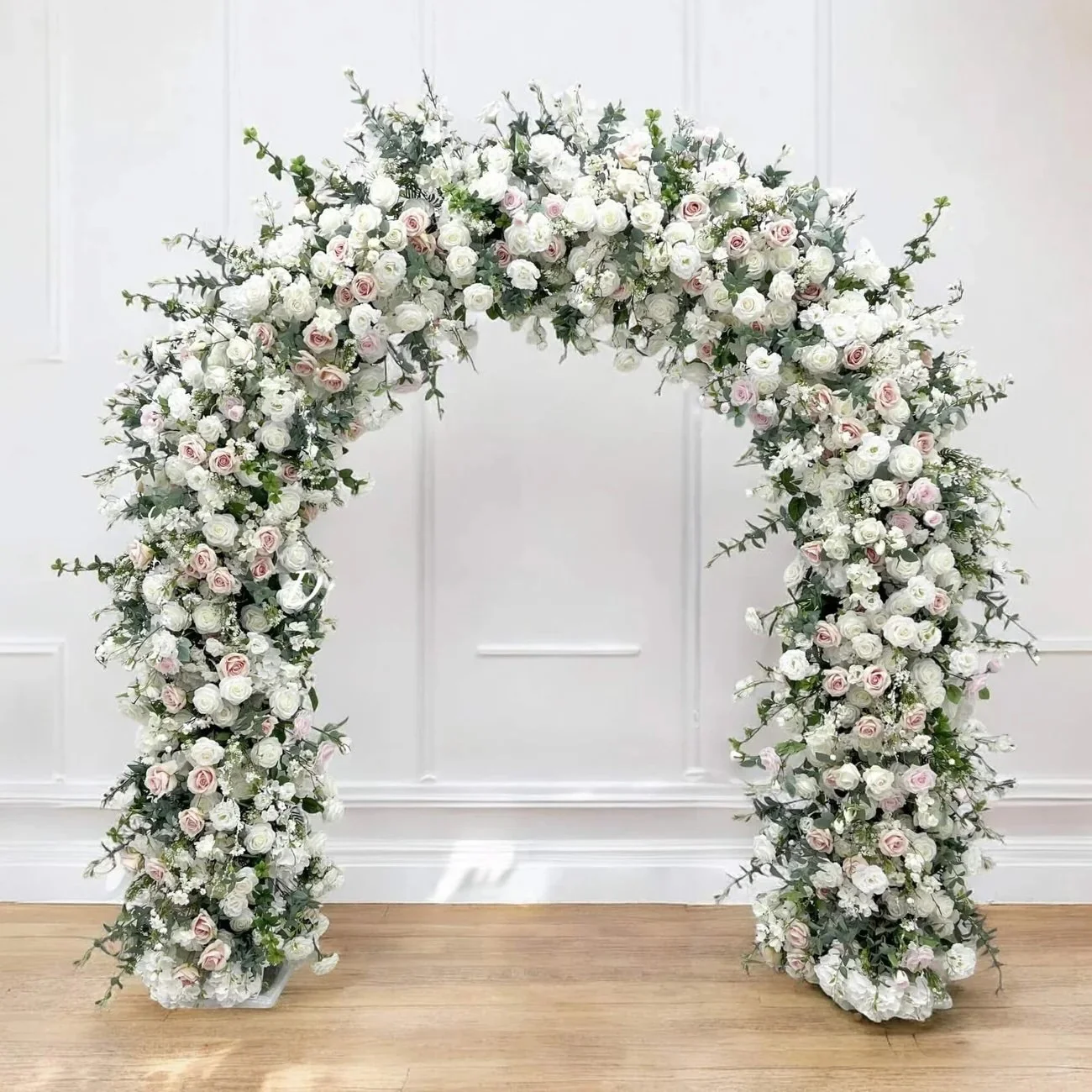 White & Light Pink Curved Arch