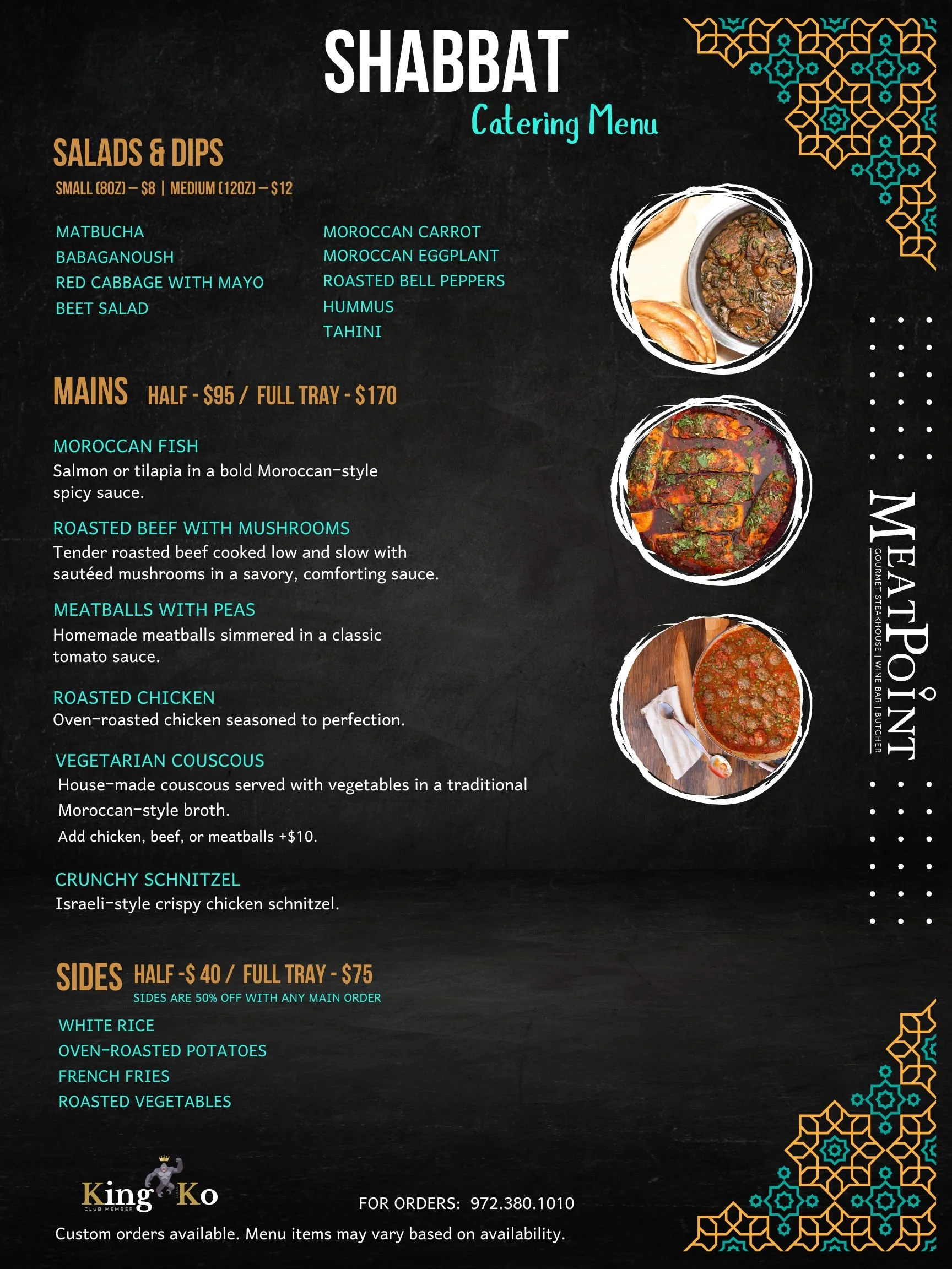 Shabbat Menu — Meat Point
