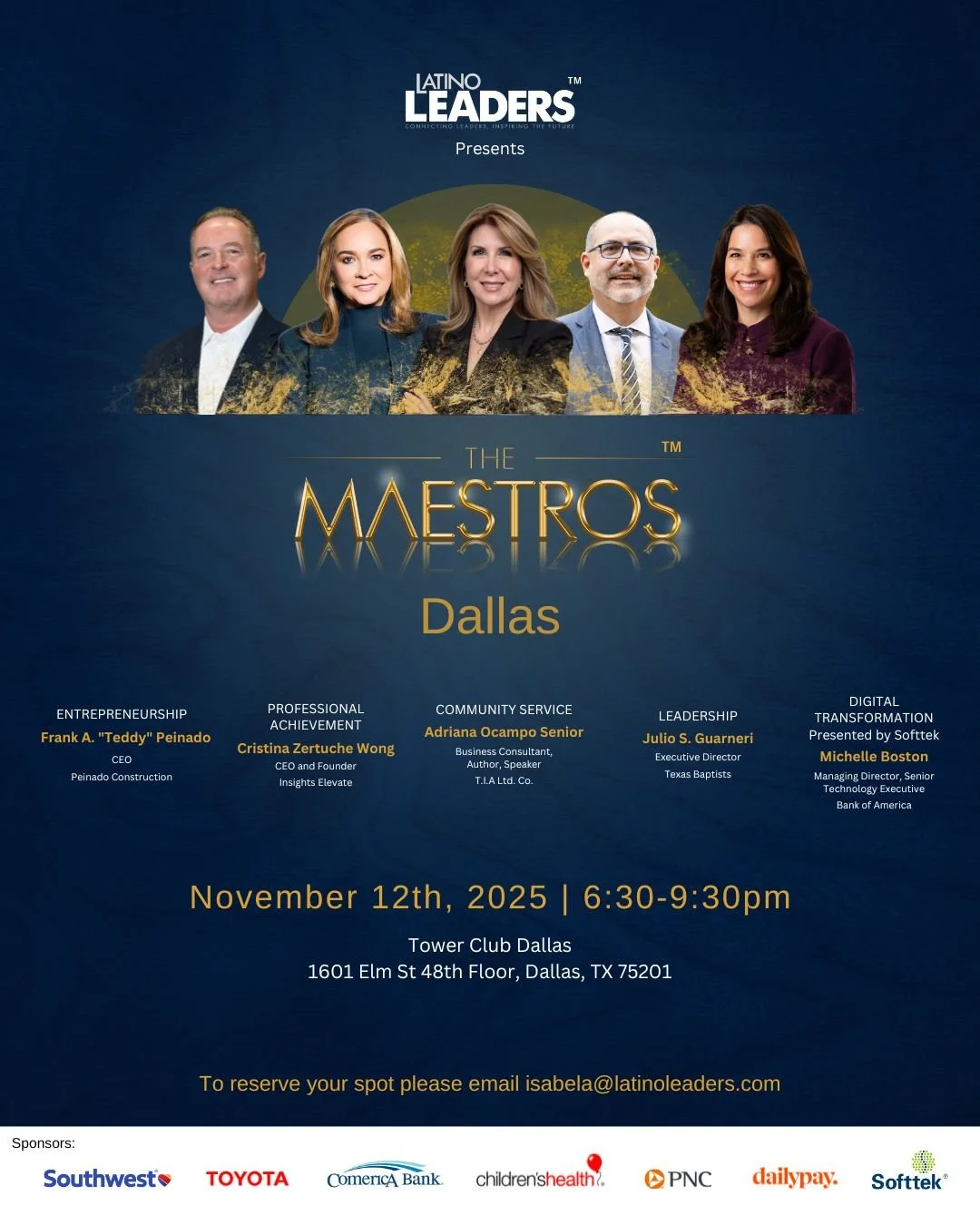 ✨ Tonight in Dallas! ✨

We&rsquo;re excited to host The Maestros&trade; Dallas 2025 &mdash; an evening dedicated to honoring standout Latino leaders across entrepreneurship, professional achievement, community service, leadership, and digital transfo