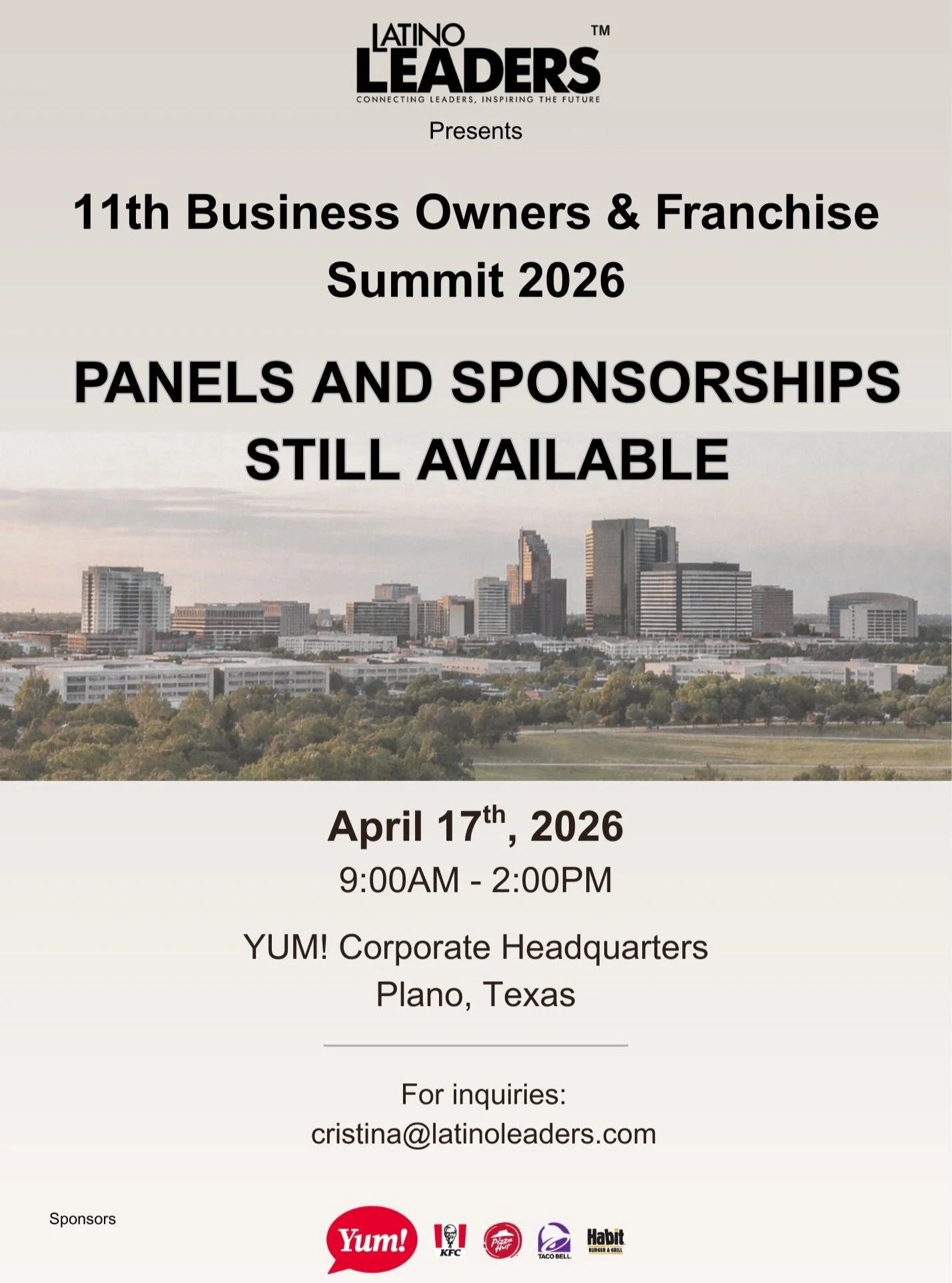 Panels and sponsorship opportunities are still available for the 11th Business Owners &amp; Franchise Summit. This gathering brings together entrepreneurs, business leaders, and investors to explore growth strategies, operations, and access to capita