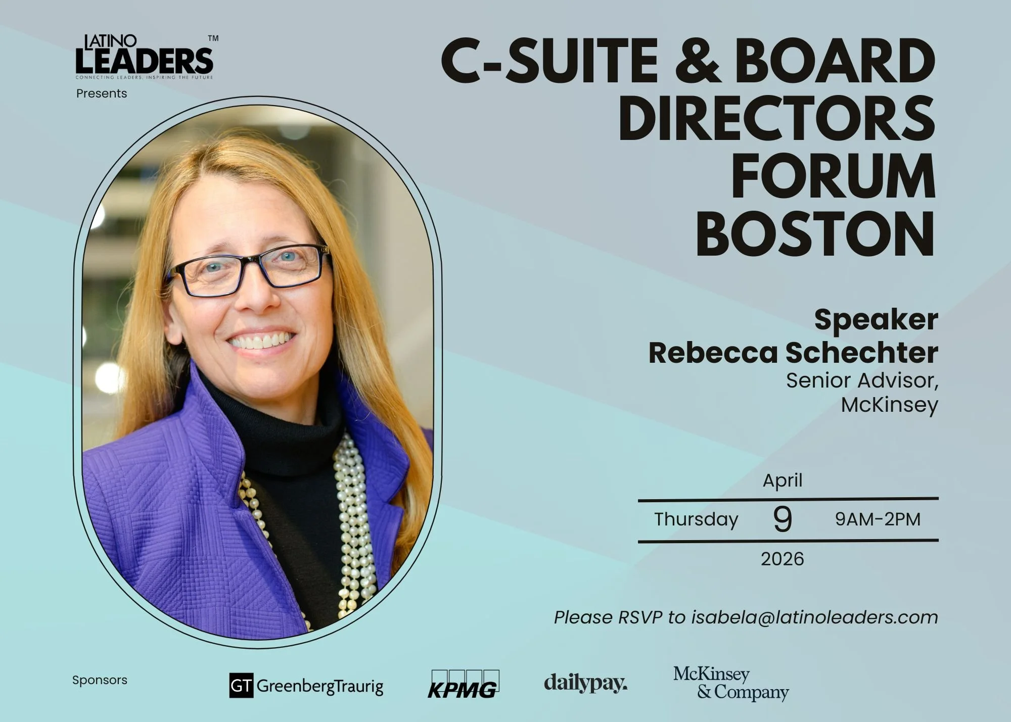 We&rsquo;re proud to welcome Rebecca Schechter as a featured speaker at the upcoming C-Suite &amp; Board Directors Forum &ndash; Boston.

A transformational CEO and Board Director, Rebecca brings a proven track record of driving profitable growth acr