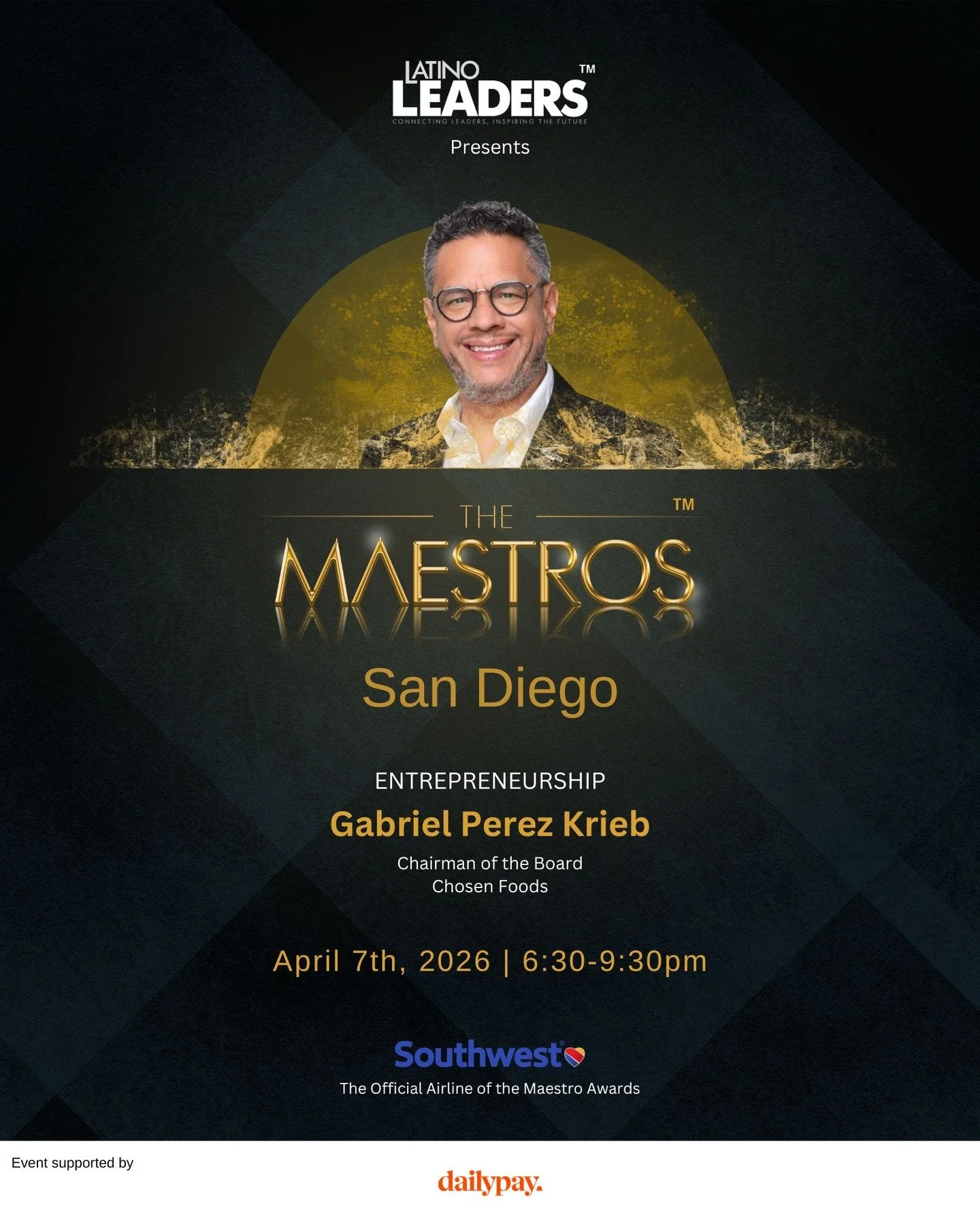 Introducing our 2026 San Diego Maestro of Entrepreneurship, Gabriel Perez Krieb.

As Chairman of the Board of Chosen Foods, Gabriel has built a career defined by scale, innovation, and global impact&mdash;growing the company into a world leader in av