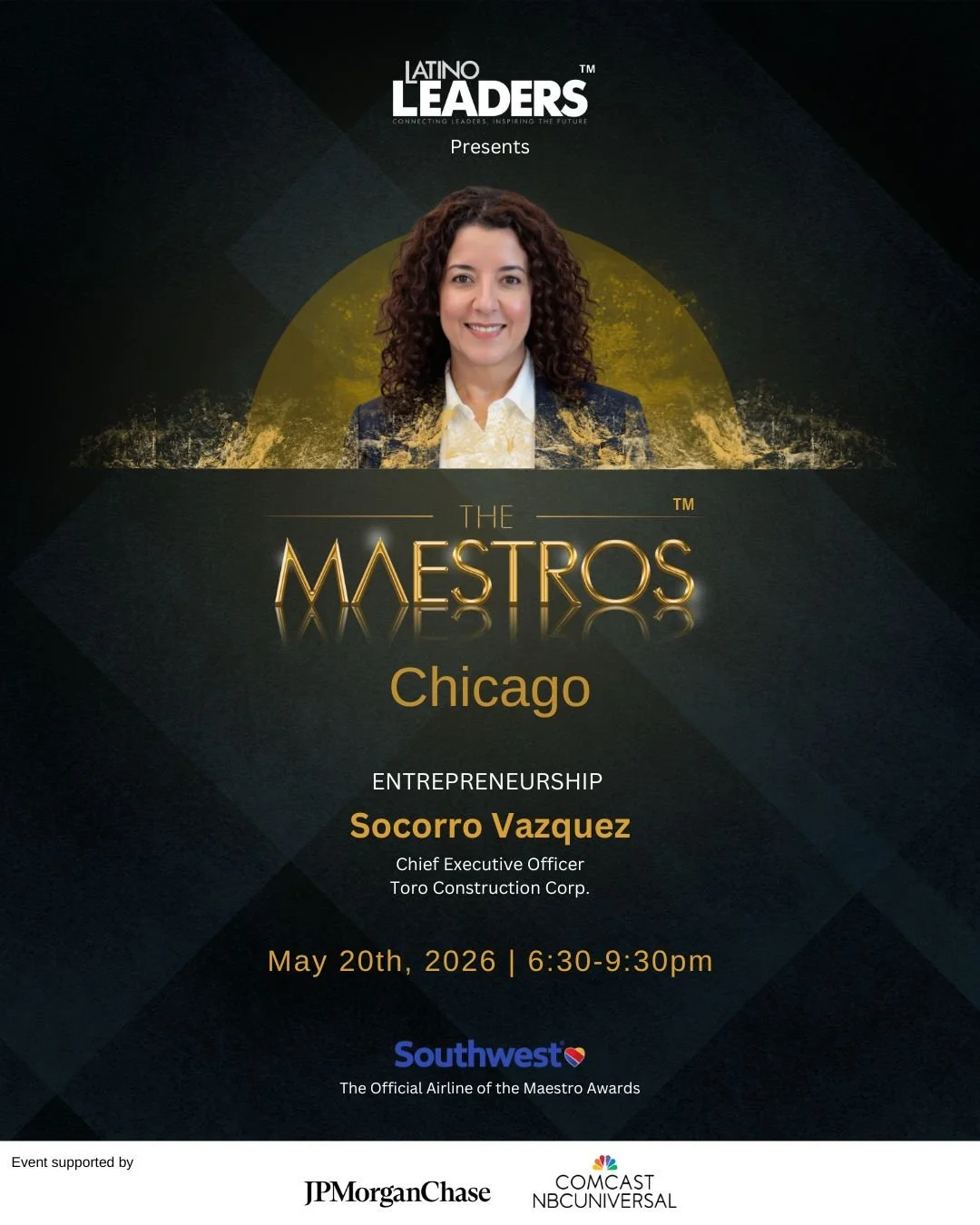 Tomorrow, we gather for The Maestros Chicago 2026 to celebrate four extraordinary leaders whose impact continues to shape industries, strengthen communities, and inspire future generations.

Latino Leaders proudly recognizes Socorro Vazquez as our Ma