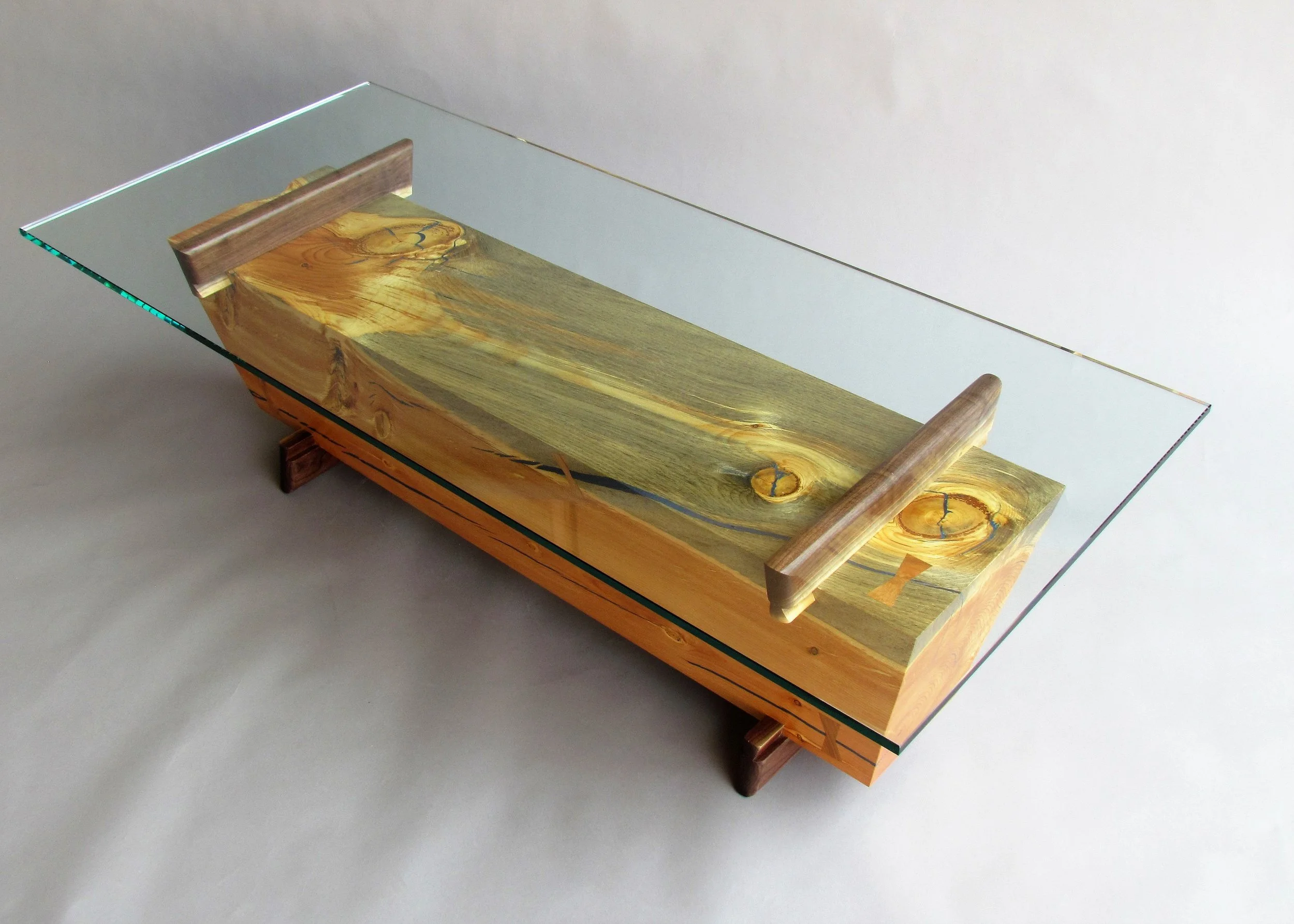 Glass Top Beam Cocktail Table