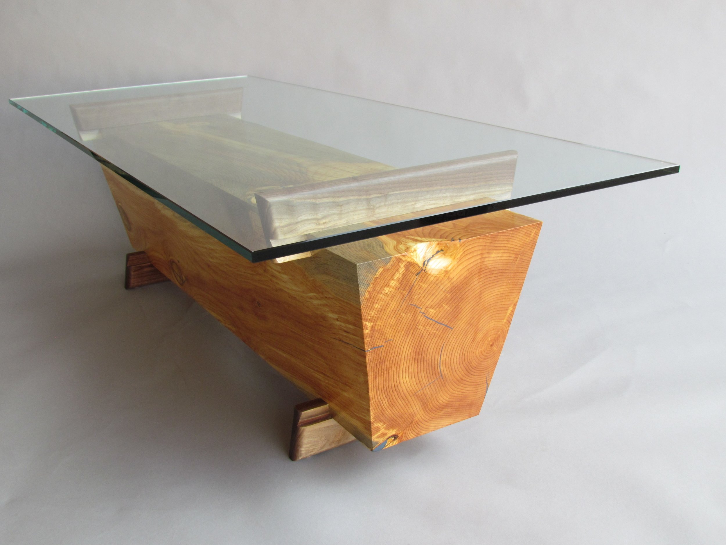 Glass Top Beam Cocktail Table