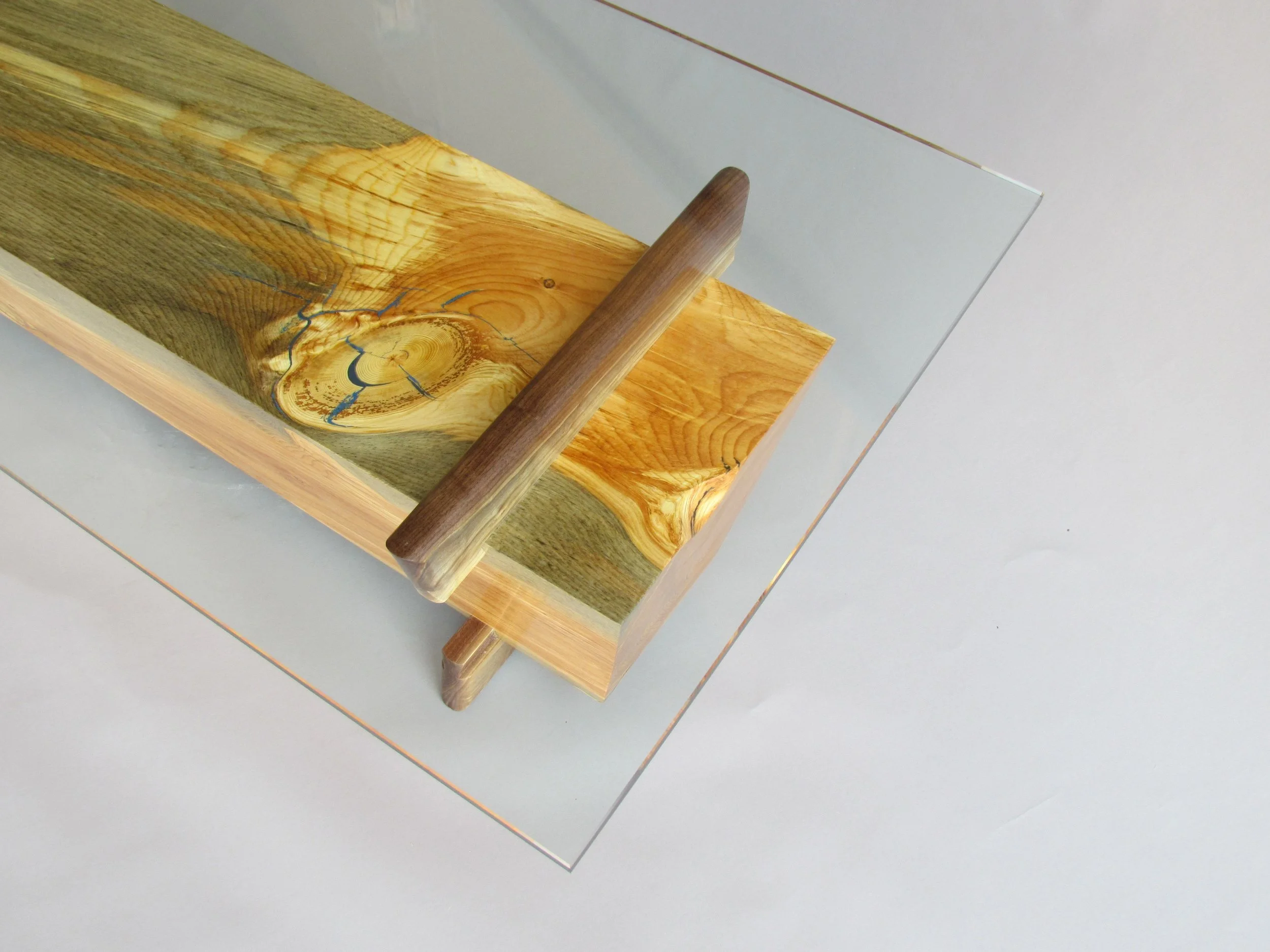 Glass Top Beam Cocktail Table