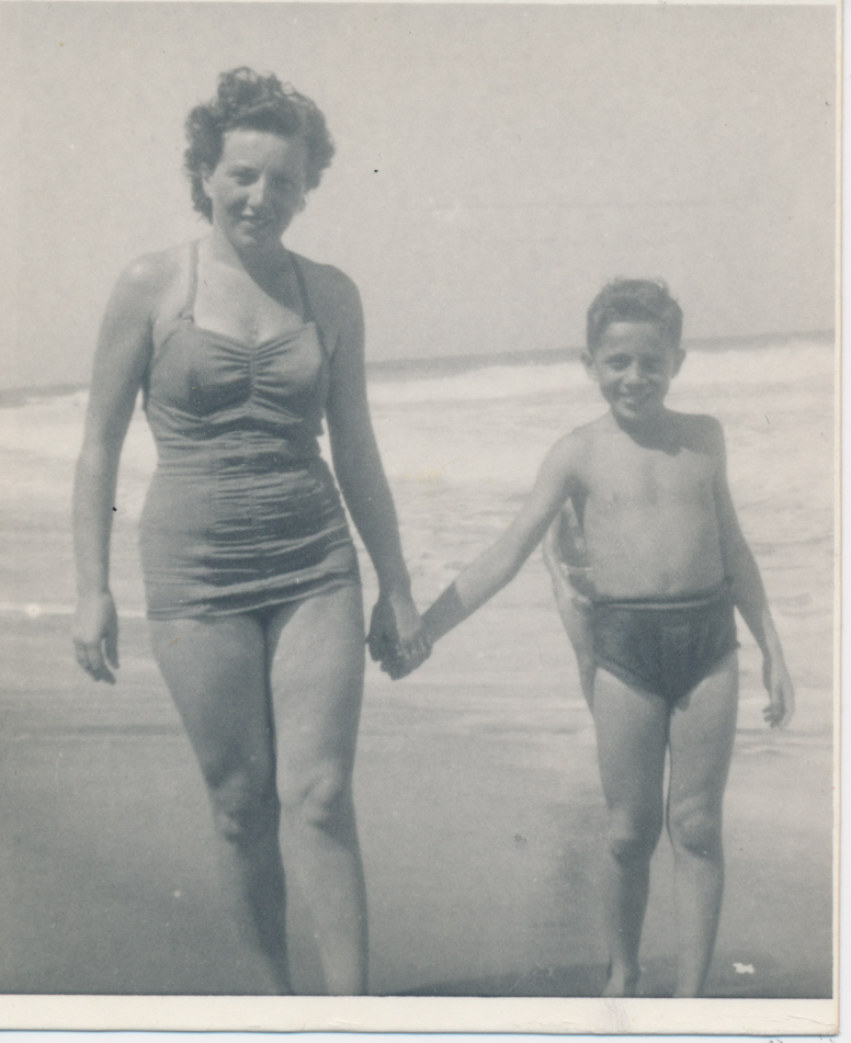  My grandmother Veronica with my father Matthew Erdelyi on the beach in Caracas, Venezuela after the war.&nbsp; 