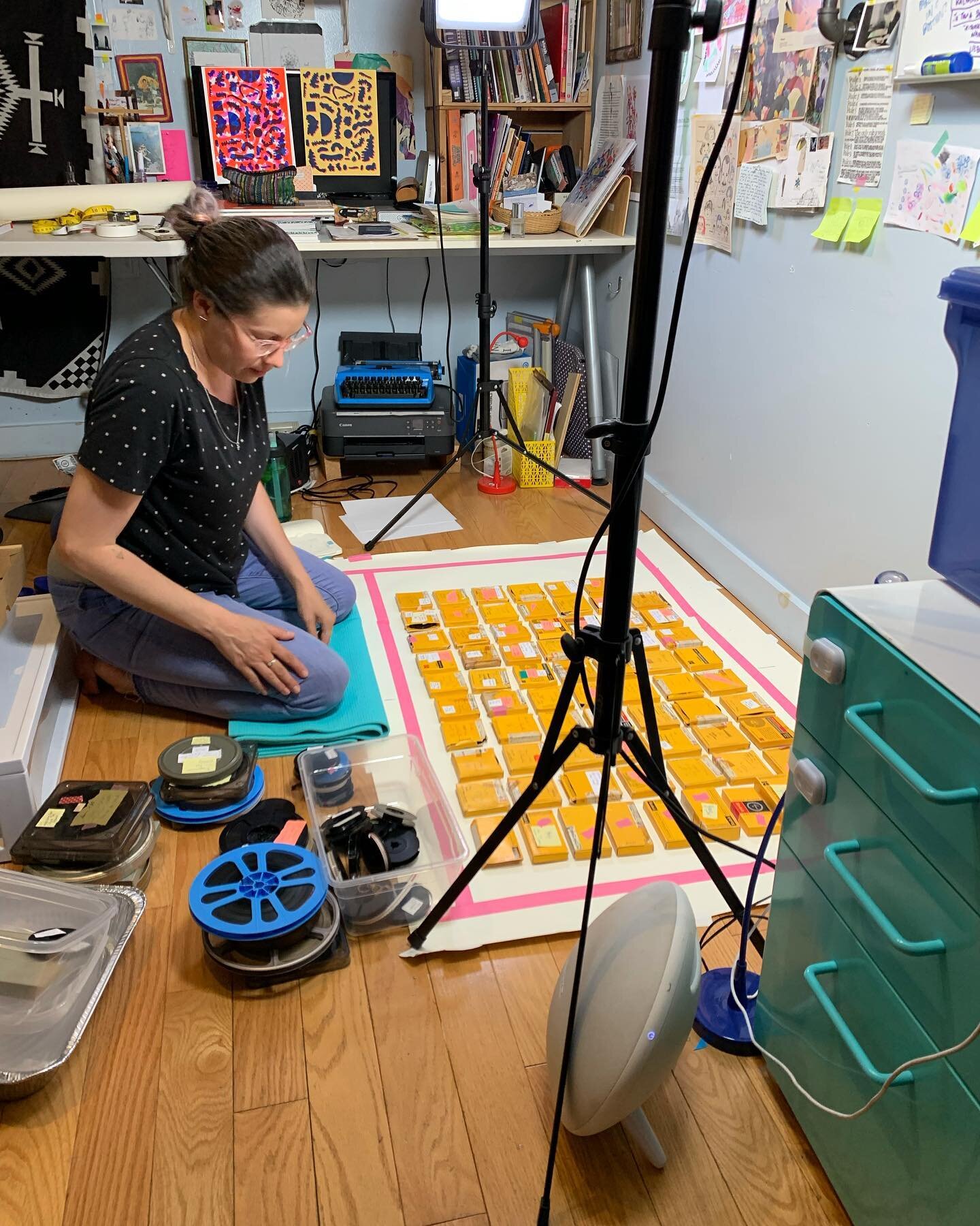 Process shot from stop-motion shoot of many boxes of super 8 films&hellip;yoga mat is the way to go&hellip;#anyukafilm