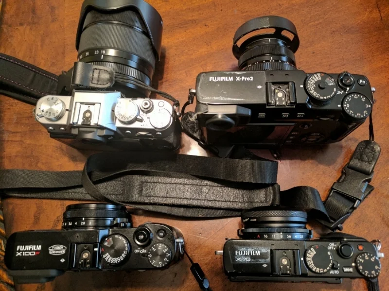 My Fujifilm lineup. When people notice they notice.