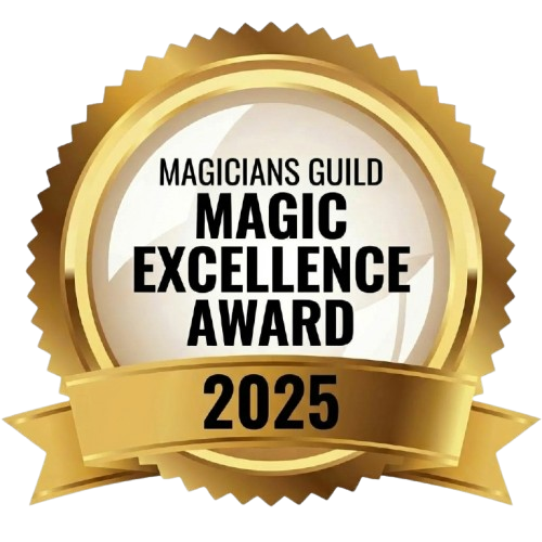Magicians Guild Magic Excellence Award 2025 winner badge for Eric The Red professional Orange County magician
