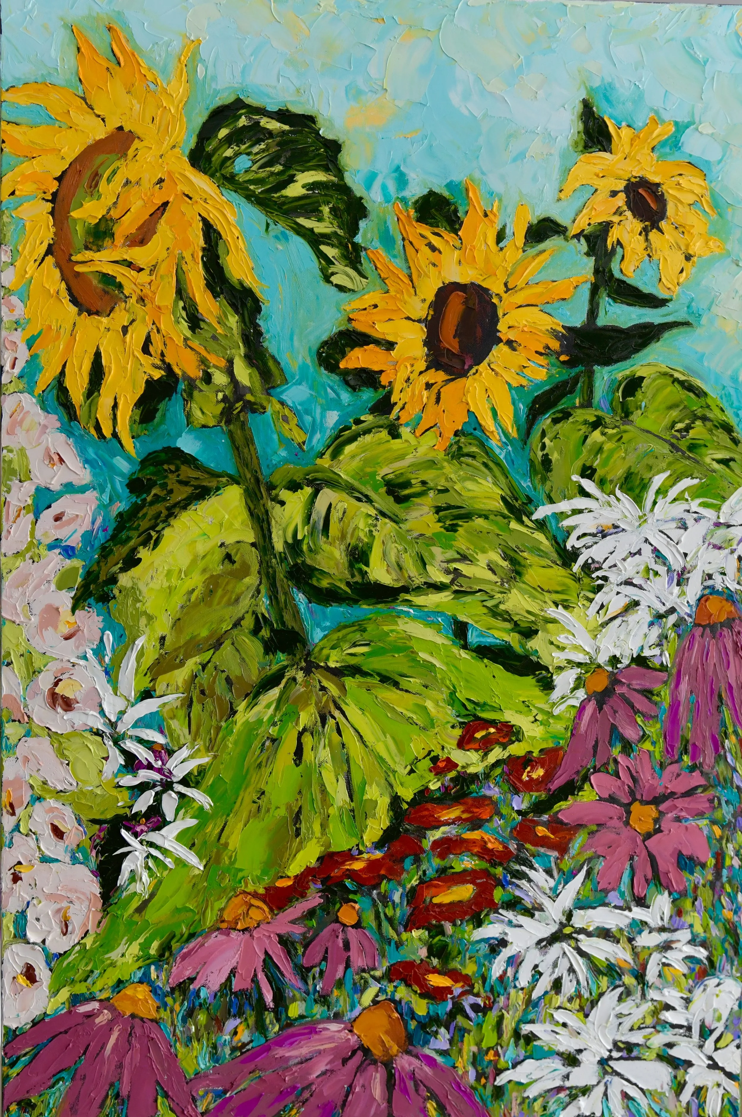 Celia’s Sunflowers 40h 30w Oil on Canvas $1200 Unframed