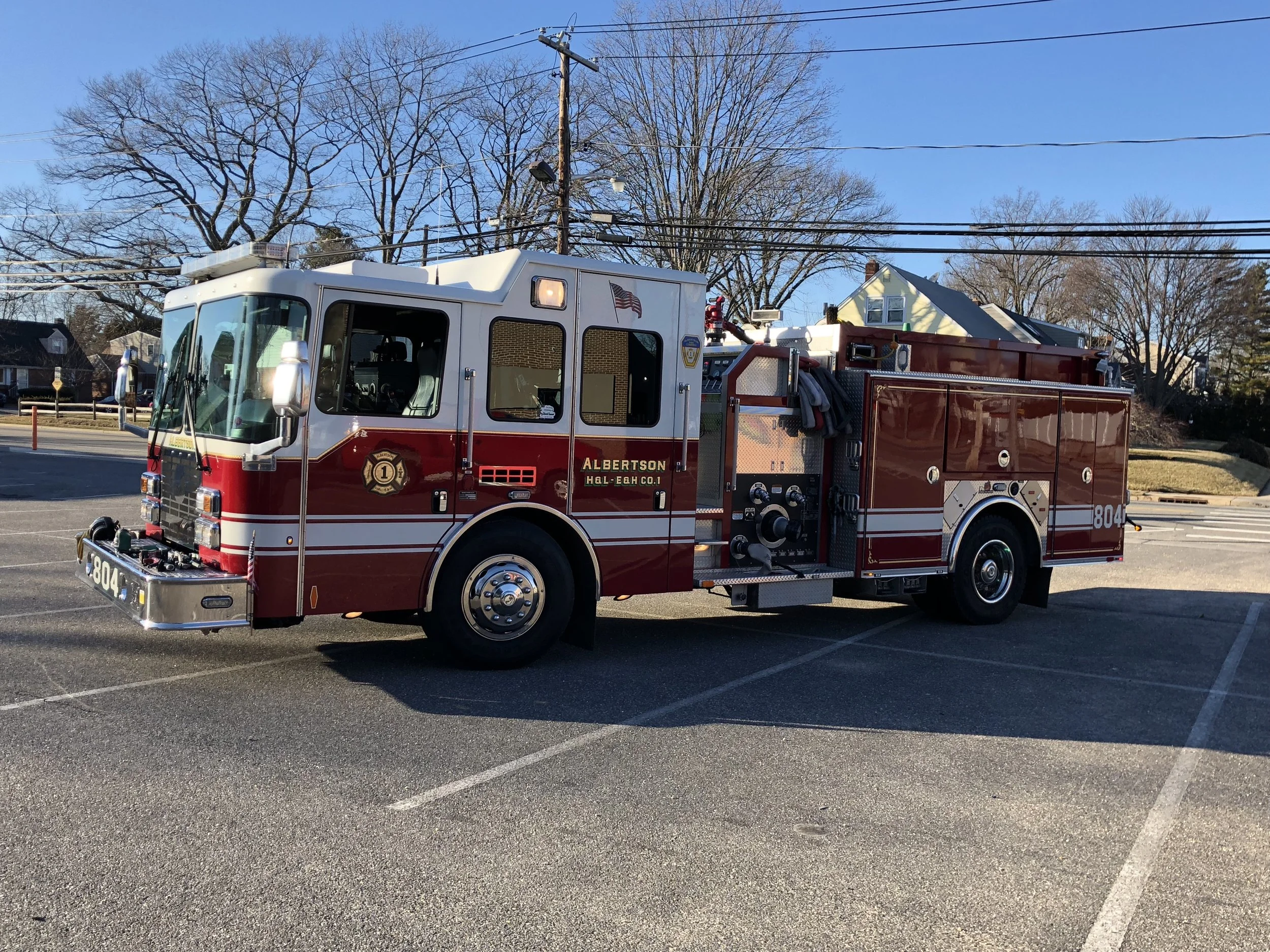 Engine 804 operates out of the Dewey Avenue Firehouse, and responds to all fires and other emergencies. 804 is a 2009 Ferrara