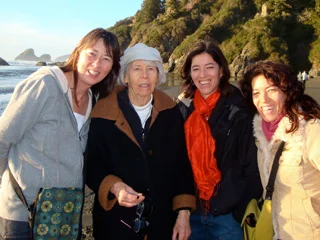 L to R: Annette, Erika, Yoshi and Yuri Makino at Moonstone Beach near Arcata, California.