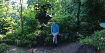 Annette Makino takes in the peaceful garden at the Nezu Museum in Tokyo.