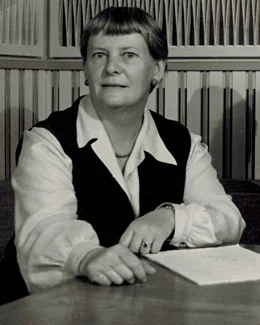 In 1939, Helli Stehle became the first woman newscaster in Switzerland, for Radiostudio Basel. She is seen here in 1955.
