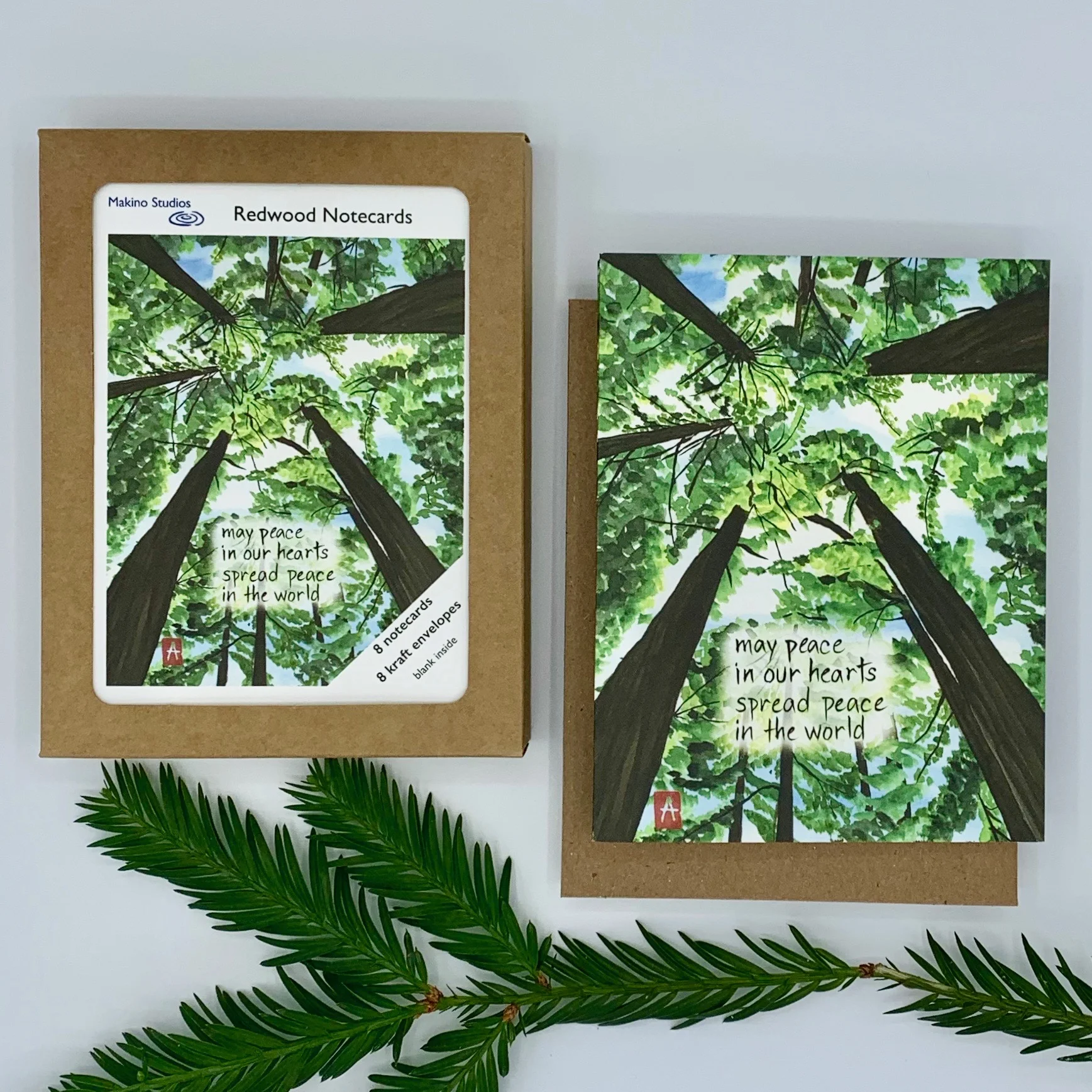 peaceful redwoods notecard set