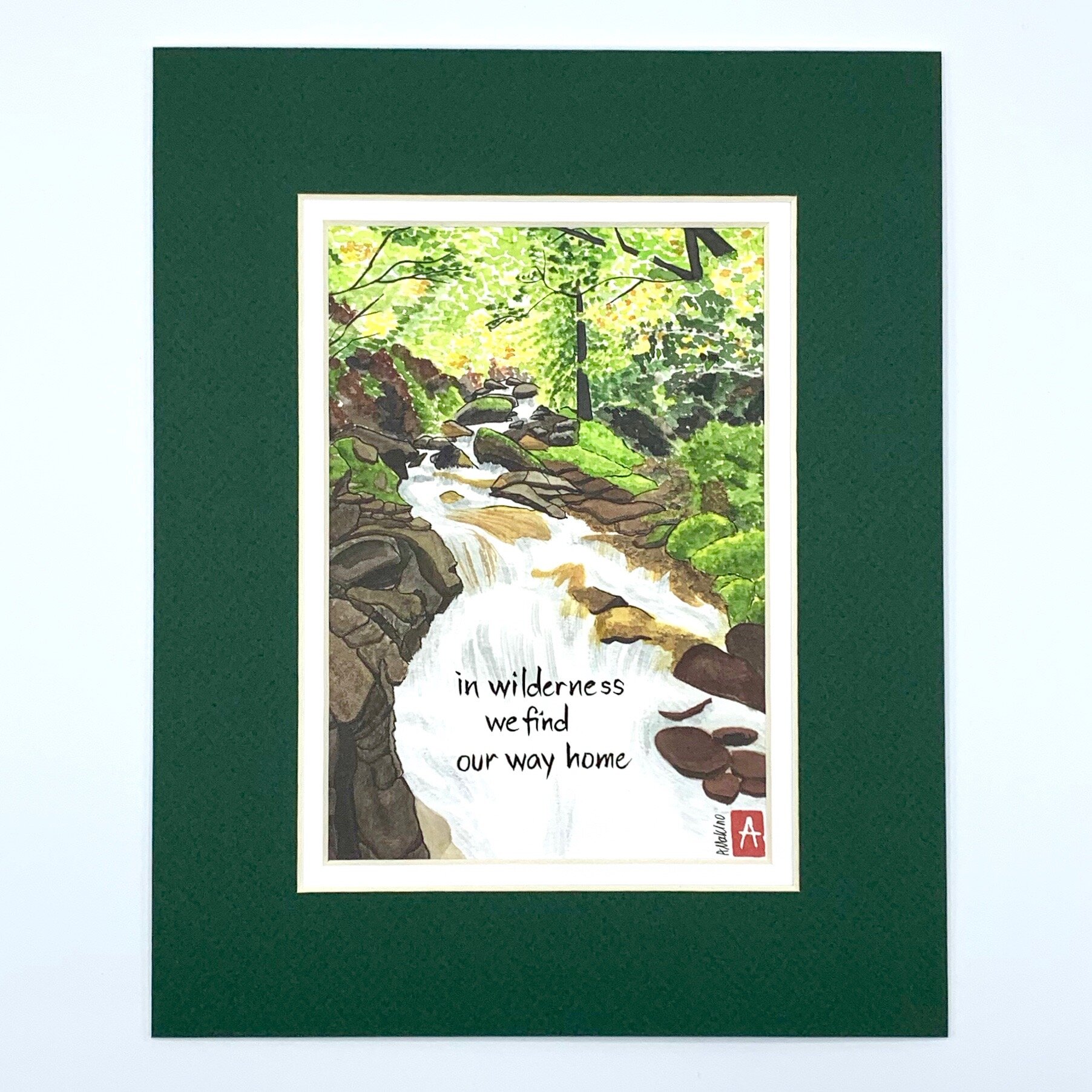 wild river landscape for nature lovers - small signed and matted print