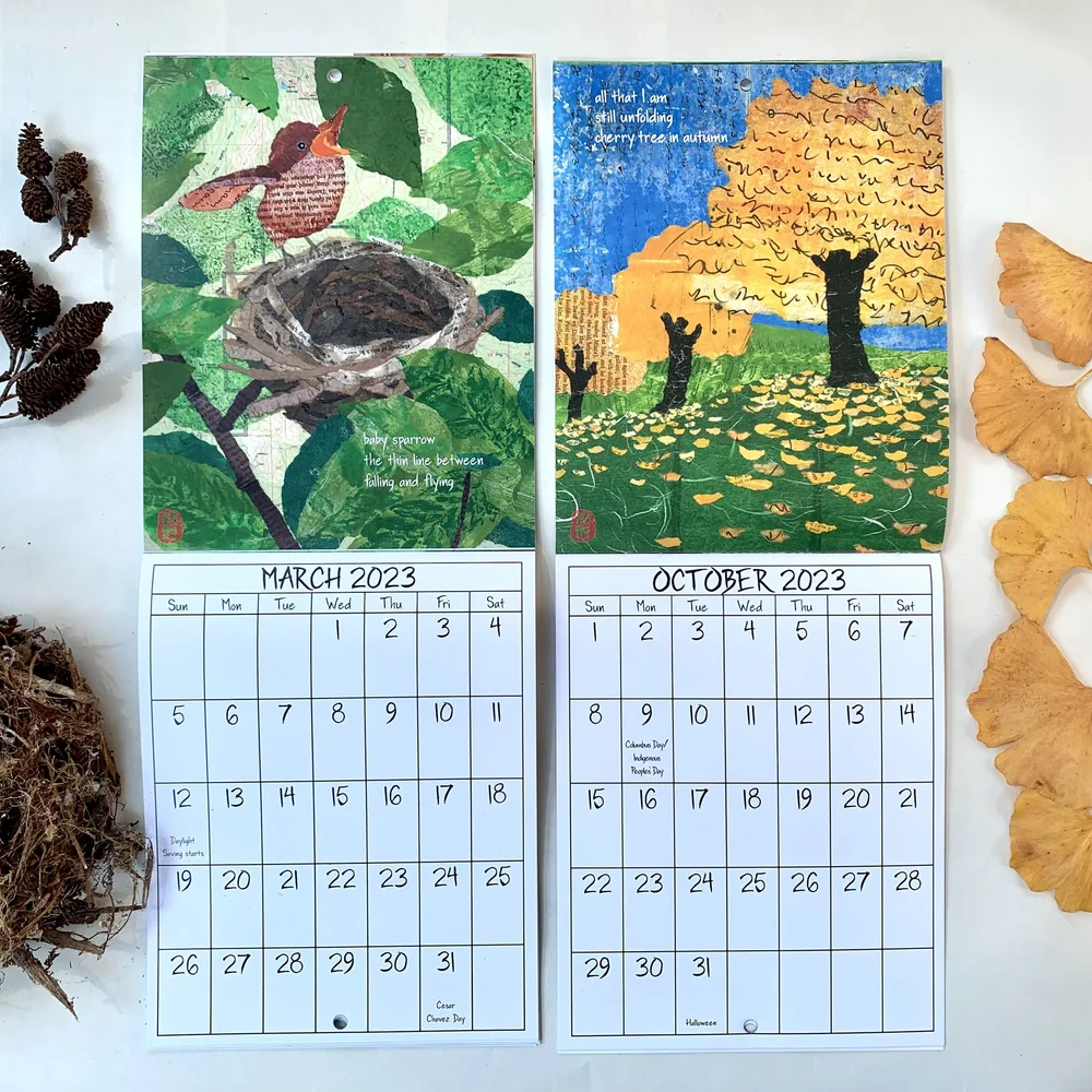 SALE! 2023 mini-calendar of art and haiku - Japanese