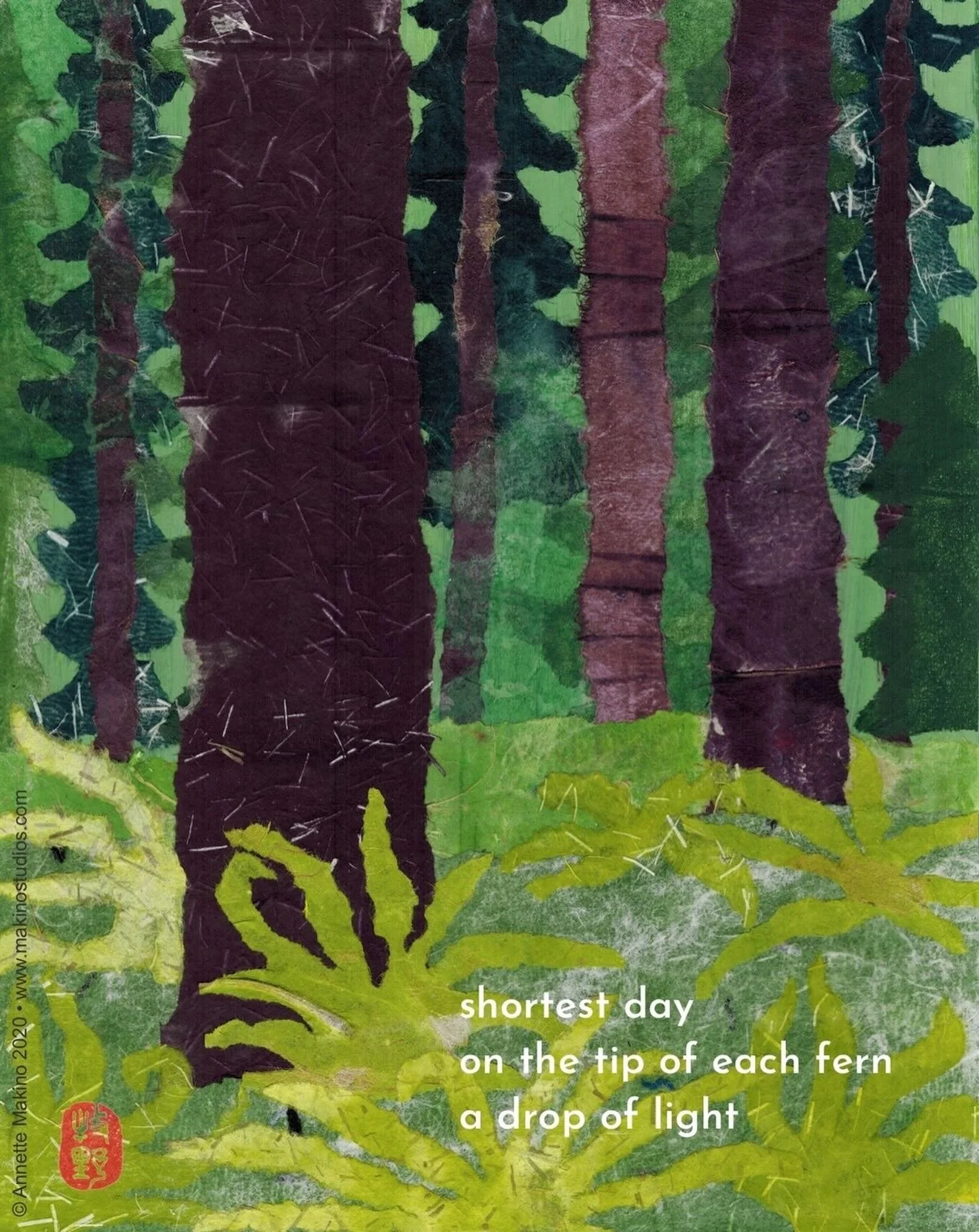 Tomorrow is the solstice and while it&rsquo;s a time to honor the darkness, I also celebrate the slow return of the light. 
⠀⠀⠀⠀⠀⠀⠀⠀⠀
shortest day
on the tip of each fern
a drop of light
⠀⠀⠀⠀⠀⠀⠀⠀⠀
Haiku first published in Modern Haiku, 2020.
⠀⠀⠀⠀⠀⠀⠀⠀
