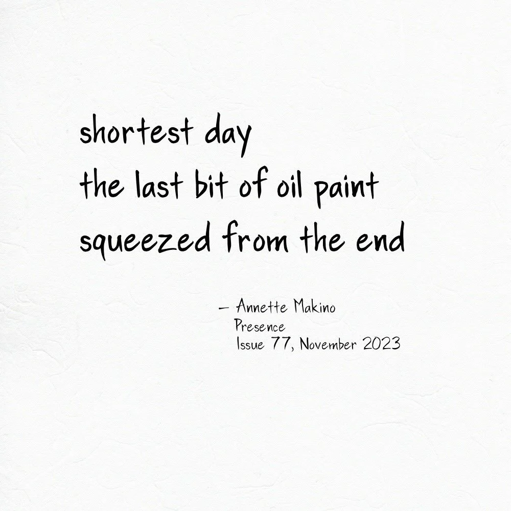 Happy solstice, everyone!
⠀⠀⠀⠀⠀⠀⠀⠀⠀
#makinostudios #annettemakino #artist #haiku #haiga micropoetry poetry japanesepoetry artlife