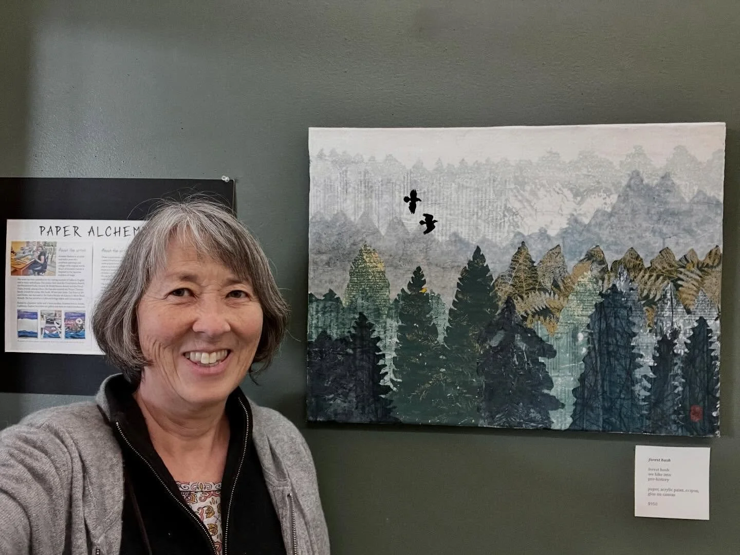 I&rsquo;m honored to be the featured artist for April and May at Arcata Library. Since April is National Haiku Poetry Month, my haiku accompany the 30 mixed media collages in the show.

In the show, each of my artworks has a label with an accompanyin