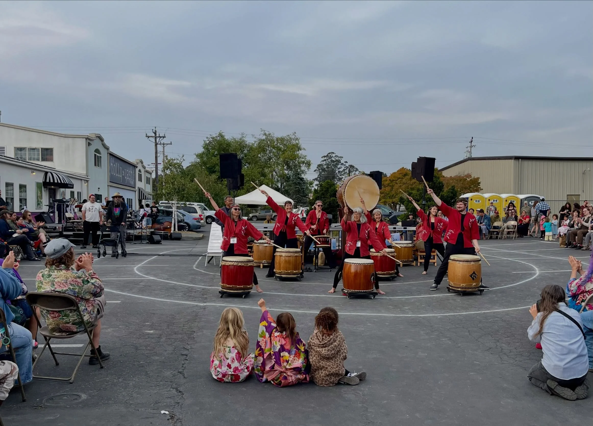 What fun at the Humboldt Obon Festival today! Thanks to everyone who turned out, many in their kimonos and yukata. I enjoyed watching the taiko drummers and bon dancers, ringing up tee shirts with my festival design, and making tanzaku (paper hanging