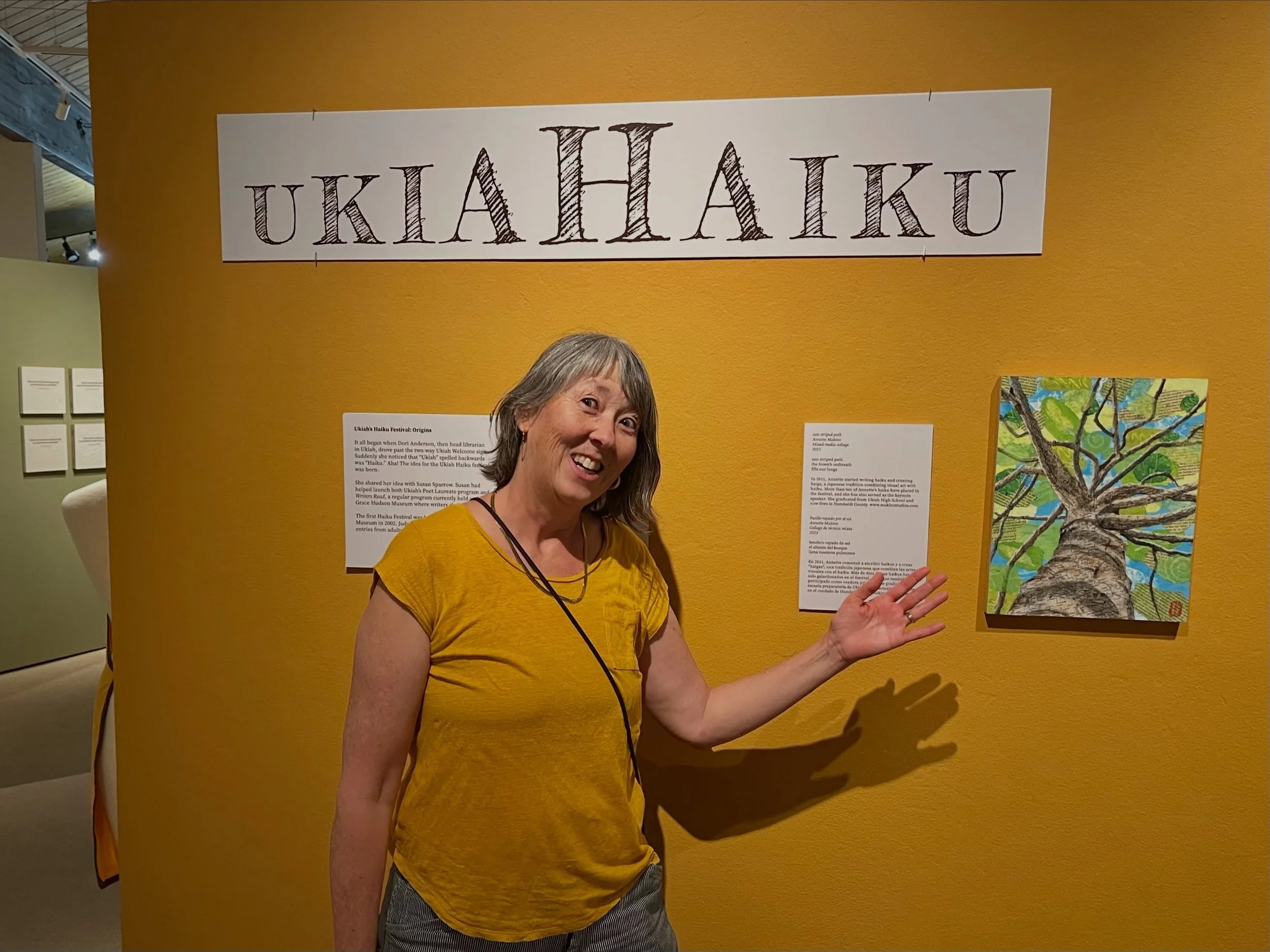 Nice to have a piece in this display on the history of the UkiaHaiku Festival, part of the Grace Hudson Museum&rsquo;s &ldquo;Deep Valley&rdquo; show for Ukiah&rsquo;s 150th anniversary. 

#ukiah #haikufestival #haiga #mendocino #norcal