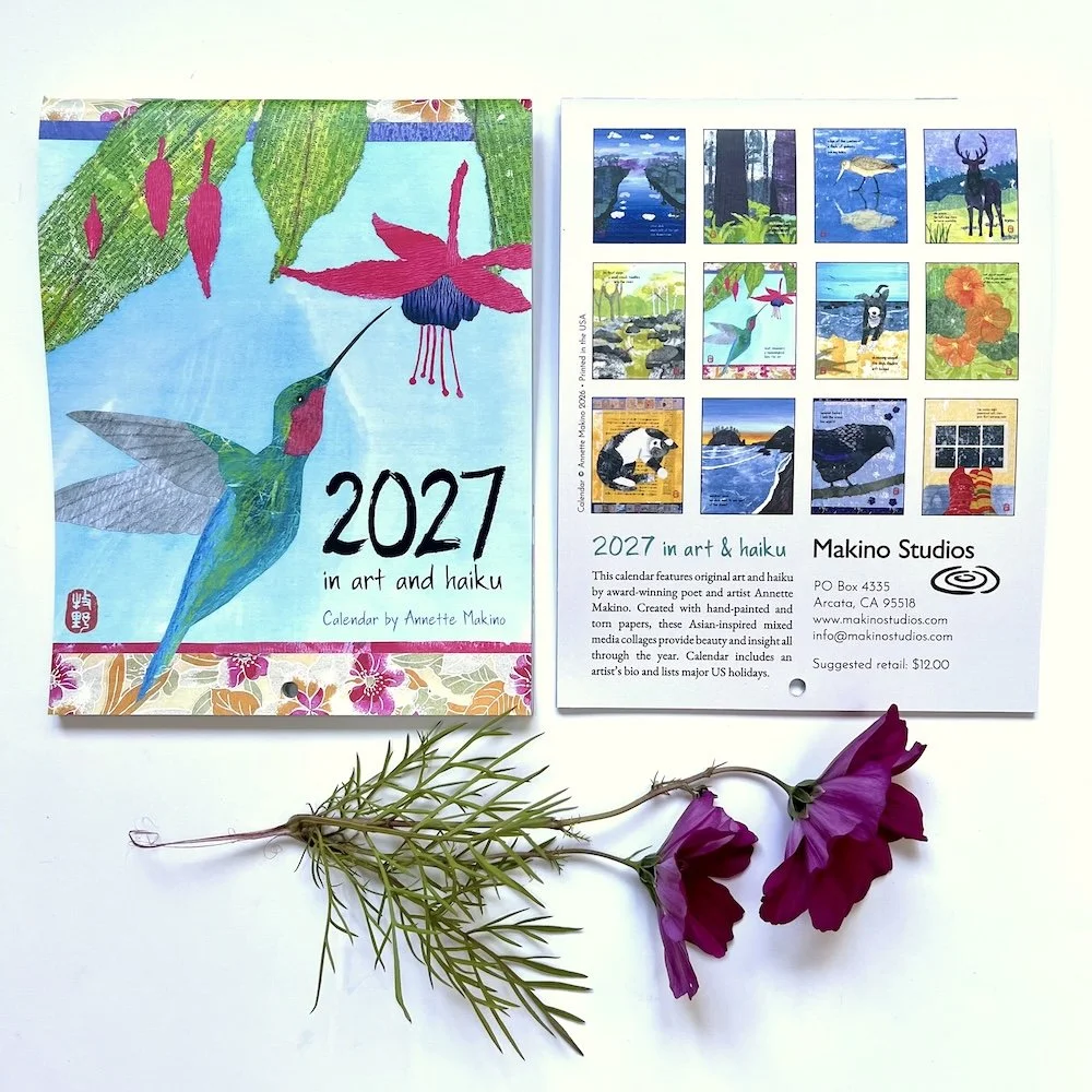 NEW! 2027  mini-calendar of art and haiku - Japanese-inspired collage (914)