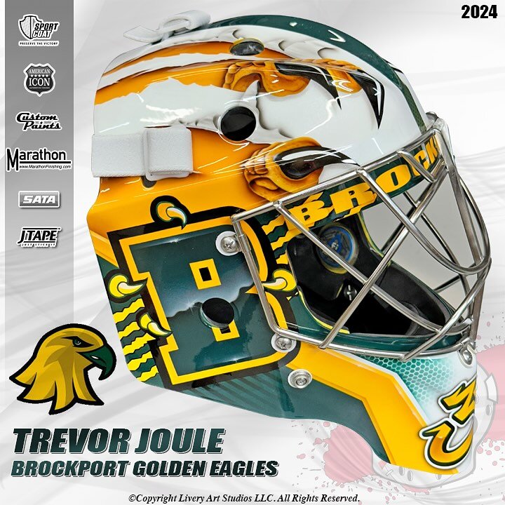 TREVOR JOULE | BROCKPORT GOLDEN EAGLES 

#airbrush #paintedhelmets #goaliemaskart #custompaint #goaliemask #artist #goaliemaskdesign #goaliemaskpaint #airbrushhelmet #goalies  #liveryartstudios  #goaltender #goaliemaskart  #goaliemasks #gulfportmissi