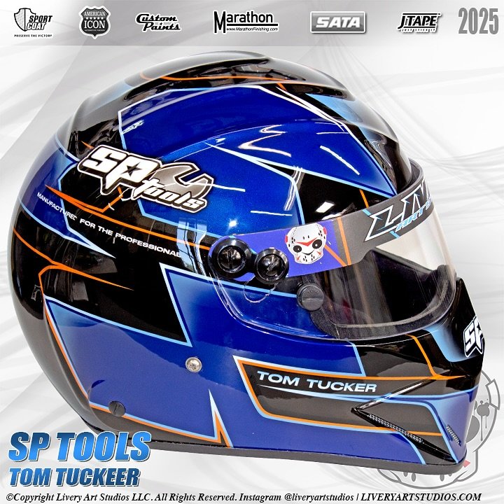 SP TOOLS | TOM TUCKER #airbrush #paintedhelmets #custompaint #artist #airbrushhelmet #race #racehelmet #liveryartstudios @marathonspraybooths @satausainc @jtape_official @dynabrade_auto @americaniconfinishes @por15inc @sportcoatca #airbrushart #sata