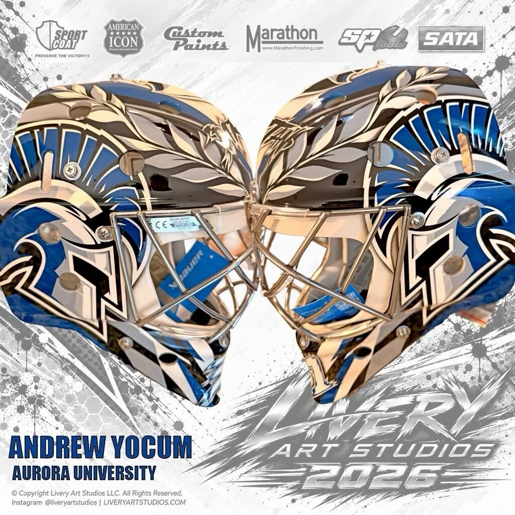 Andrew Yocum | Aurora University #spartans #goalie #custom #paint #goaliemask