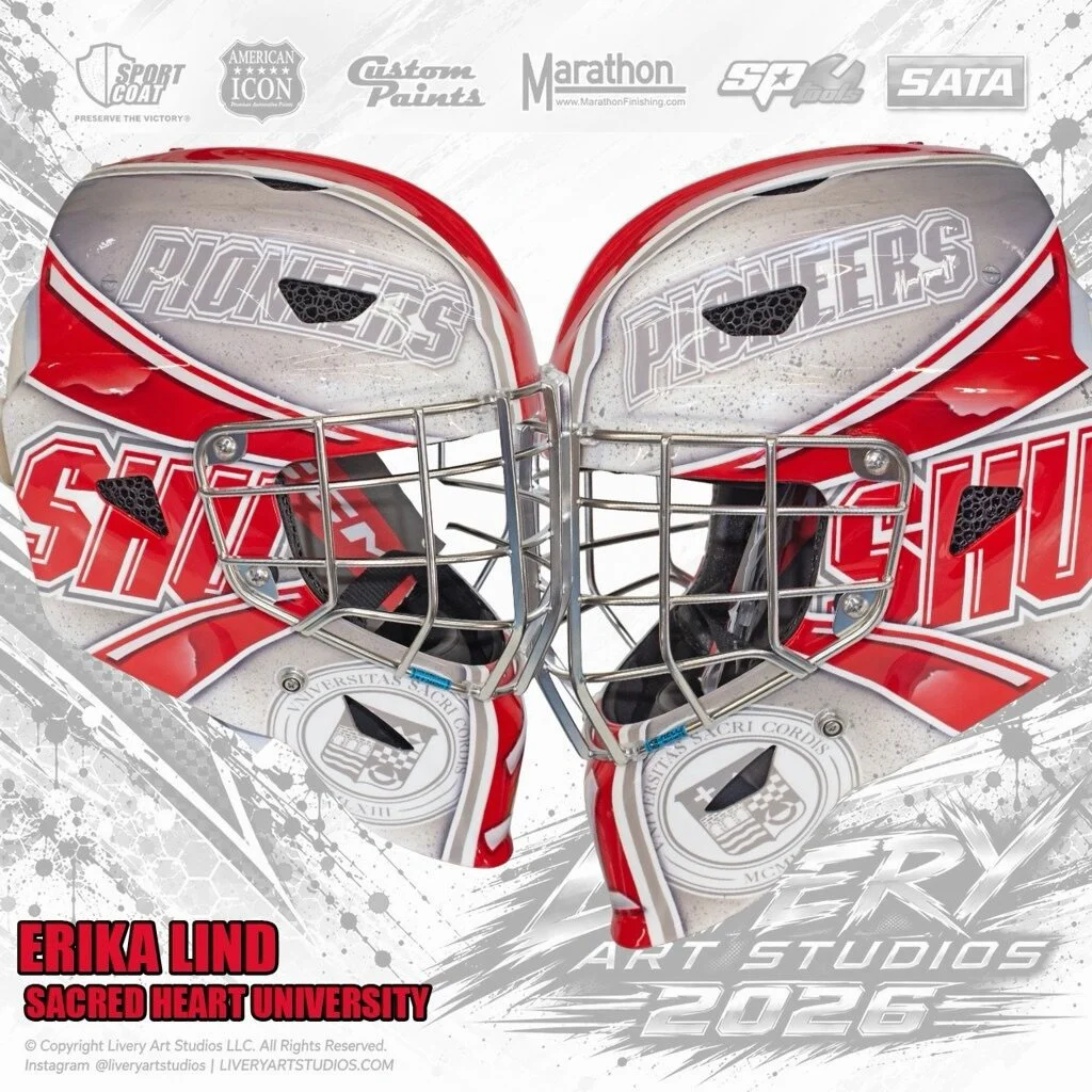 Erika Lind | Sacred Heart University #goalie #goaliemask #airbrush #art #hockey