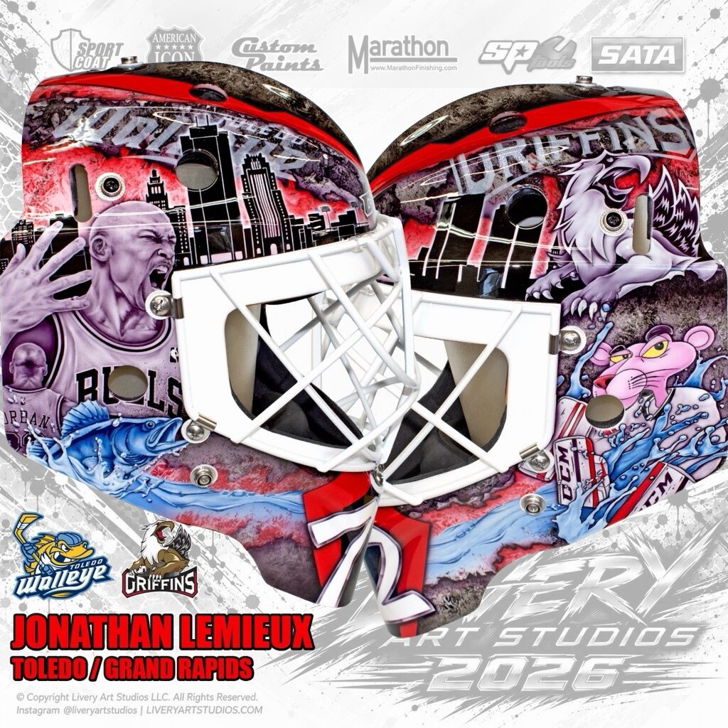 Jonathan Lemieux | GR / Toledo #goaliemask #airbrush #goalie #hockey #liveryartstudios