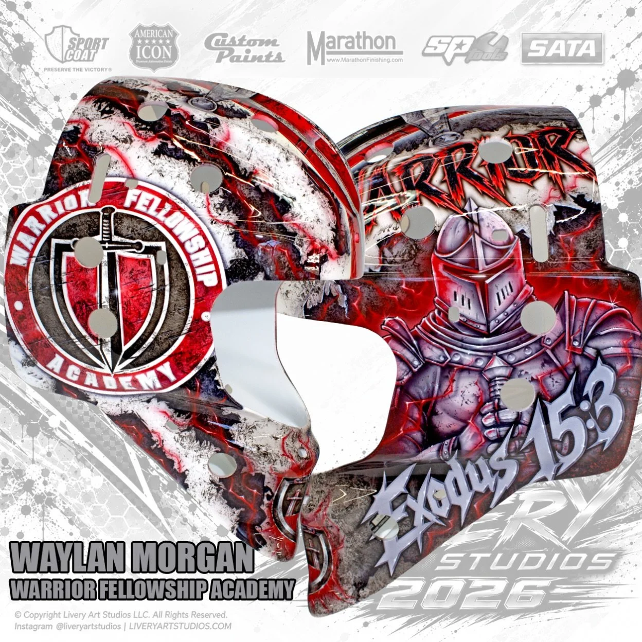 Waylan Morgan | Warrior Fellowship Academy. #goaliemask #hockey #airbrush #liveryartstudios #goalie